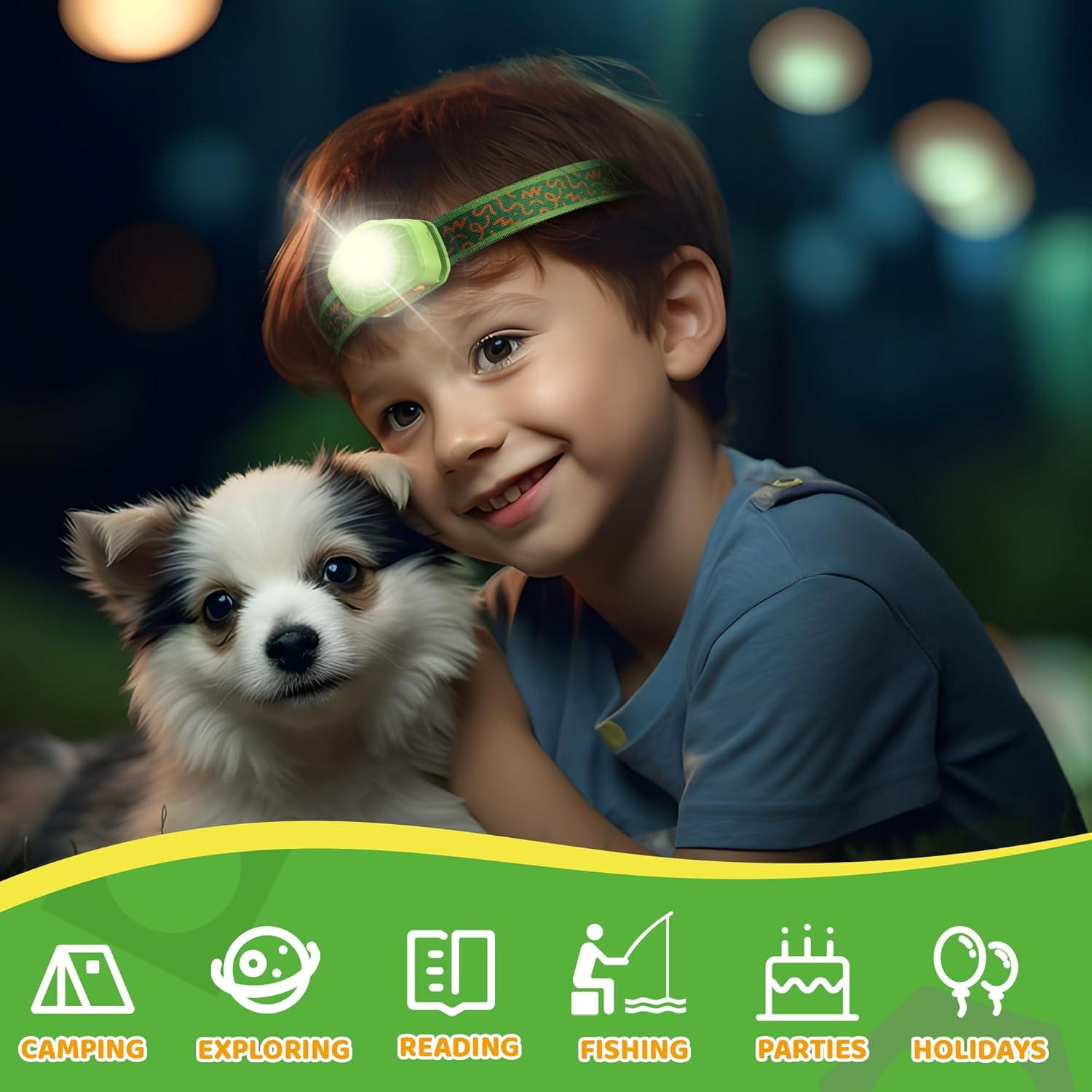 image:imageEverBrite LED Headlamp Rechargeable Kids Headlamp with RGB Mode and Adjustable Headband 3 Modes Multicolor Headlamp for Camping Reading Exploring Halloween ChristmasForest