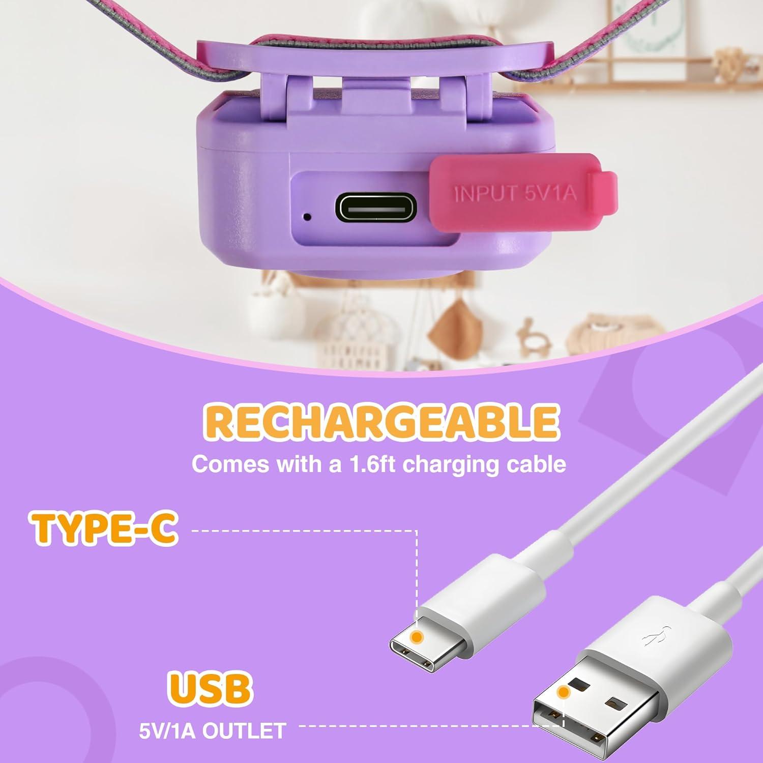 image:imageEverBrite LED Headlamp Rechargeable Kids Headlamp with RGB Mode and Adjustable Headband 3 Modes Multicolor Headlamp for Camping Reading Exploring Halloween ChristmasSweety