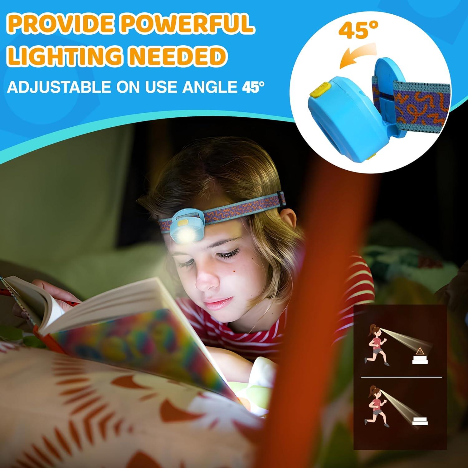 image:imageEverBrite LED Headlamp Rechargeable Kids Headlamp with RGB Mode and Adjustable Headband 3 Modes Multicolor Headlamp for Camping Reading Exploring Halloween ChristmasAzure