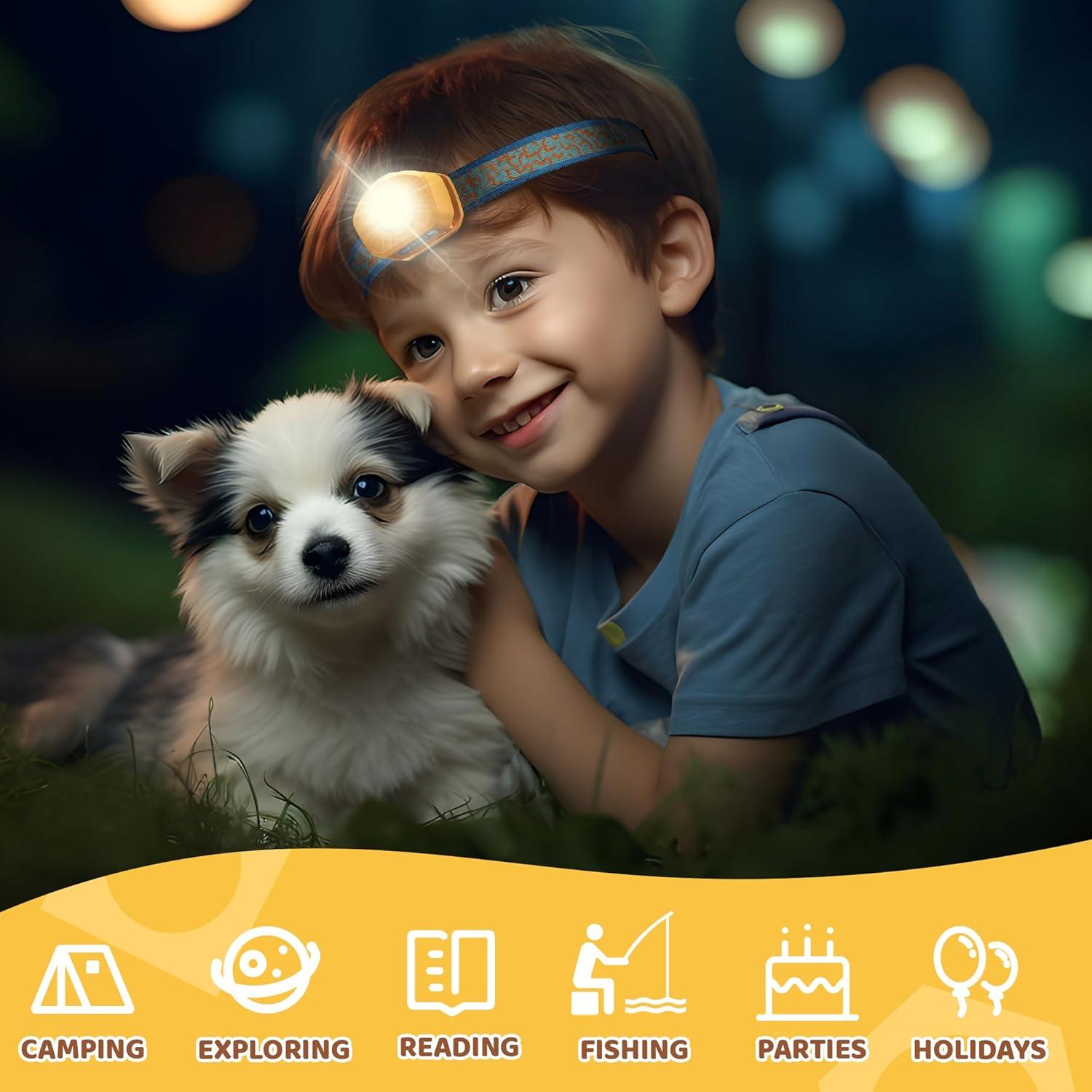 image:imageEverBrite LED Headlamp Rechargeable Kids Headlamp with RGB Mode and Adjustable Headband 3 Modes Multicolor Headlamp for Camping Reading Exploring Halloween ChristmasSunrise