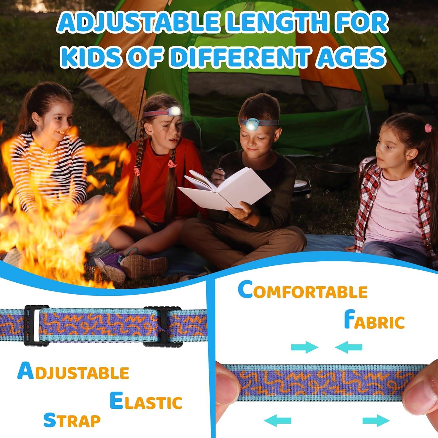 image:imageEverBrite LED Headlamp Rechargeable Kids Headlamp with RGB Mode and Adjustable Headband 3 Modes Multicolor Headlamp for Camping Reading Exploring Halloween ChristmasAzure