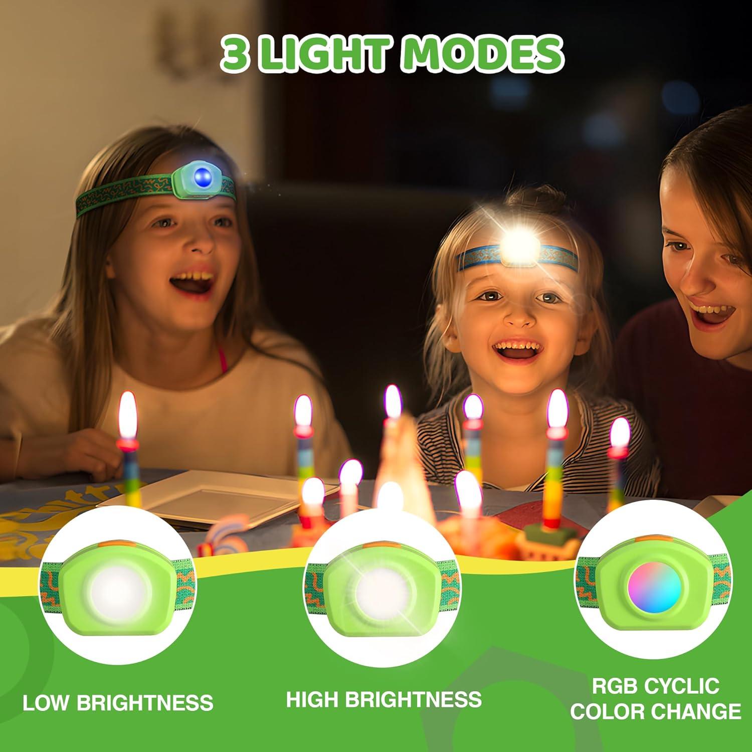 image:imageEverBrite LED Headlamp Rechargeable Kids Headlamp with RGB Mode and Adjustable Headband 3 Modes Multicolor Headlamp for Camping Reading Exploring Halloween ChristmasForest