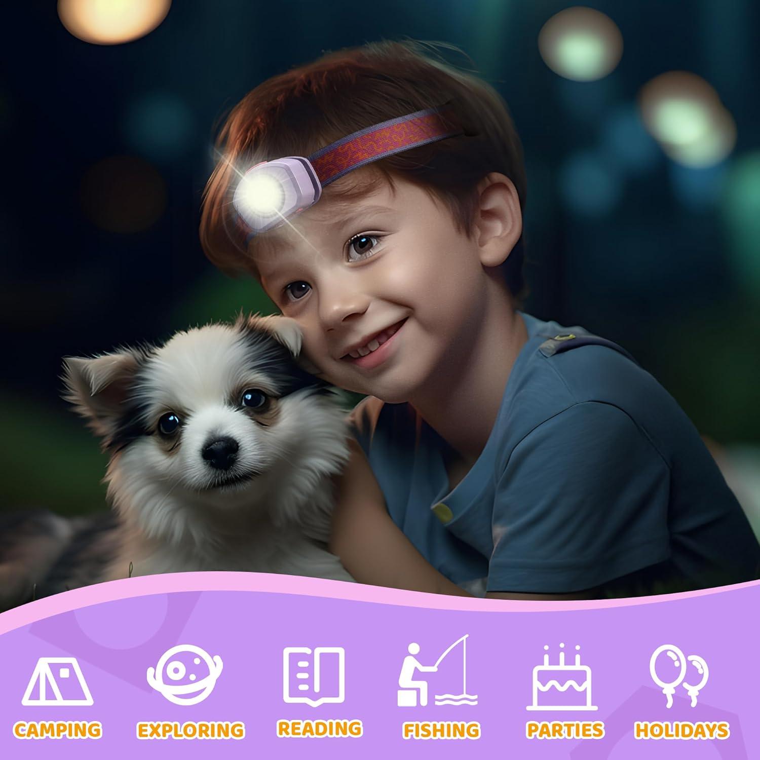 image:imageEverBrite LED Headlamp Rechargeable Kids Headlamp with RGB Mode and Adjustable Headband 3 Modes Multicolor Headlamp for Camping Reading Exploring Halloween ChristmasSweety