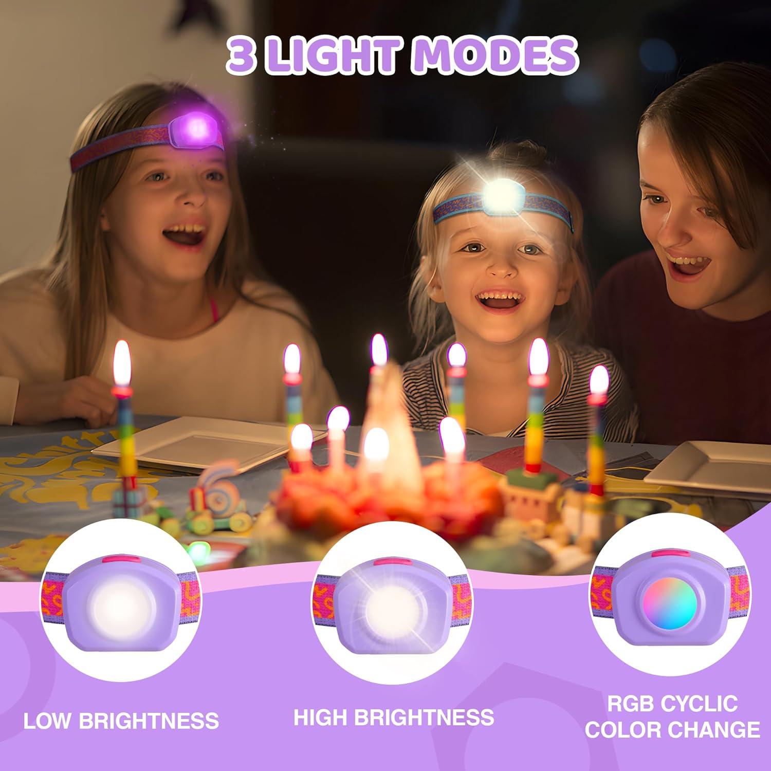 image:imageEverBrite LED Headlamp Rechargeable Kids Headlamp with RGB Mode and Adjustable Headband 3 Modes Multicolor Headlamp for Camping Reading Exploring Halloween ChristmasSweety