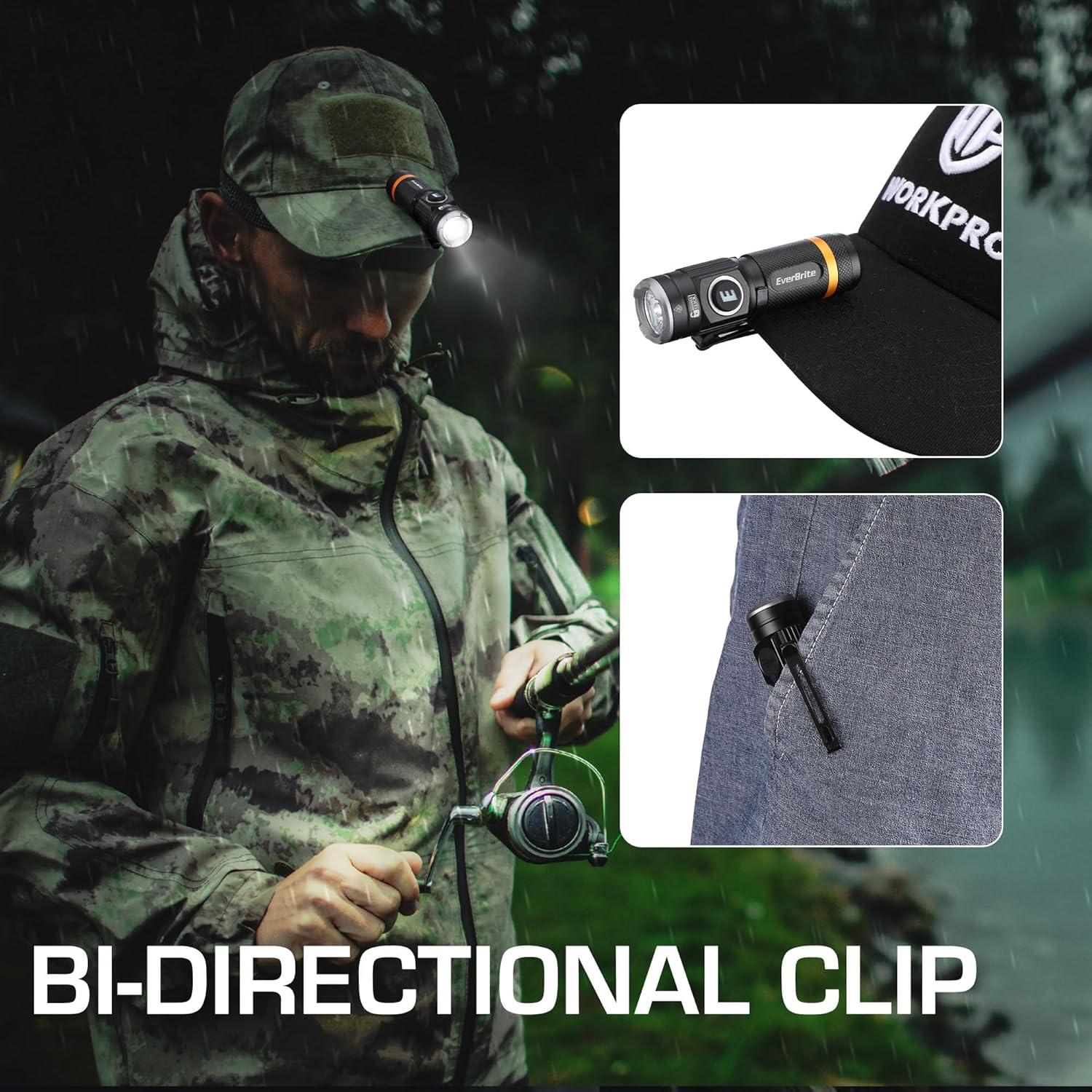 image:imageEverBrite Mini Flashlight Rechargeable Flashlight with USB C Cable 5 Light Modes Pocket Flashlight 500 Lumens Magnetic Flashlight with Clip for Repair Outdoors Emergency