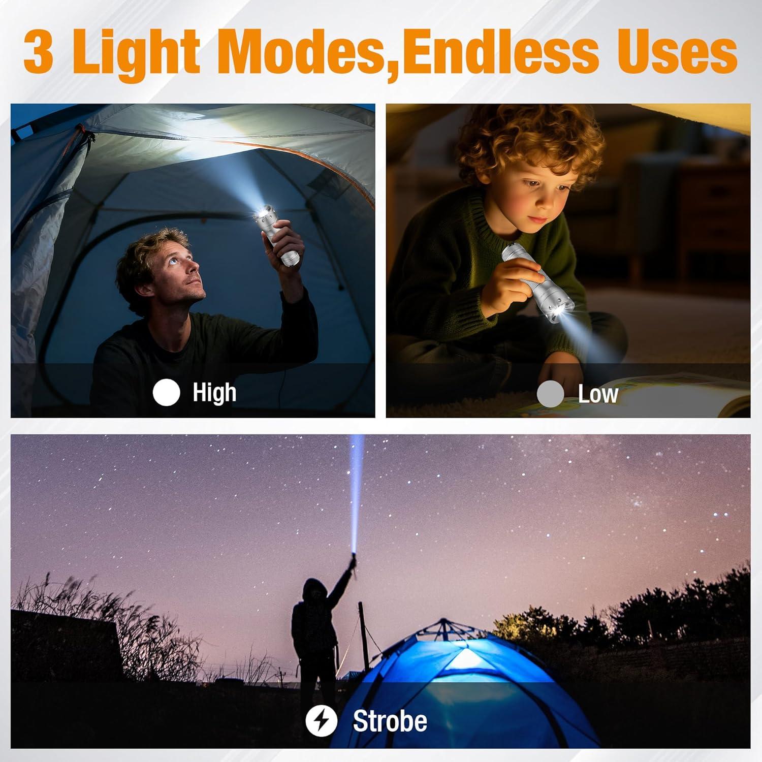 image:imageEverBrite Mini Flashlight Zoomable LED Flash Light 3 Modes 3AAA Batteries Included Handheld Small Flashlight for Camping Emergency Home Black Christmas GiftsGray
