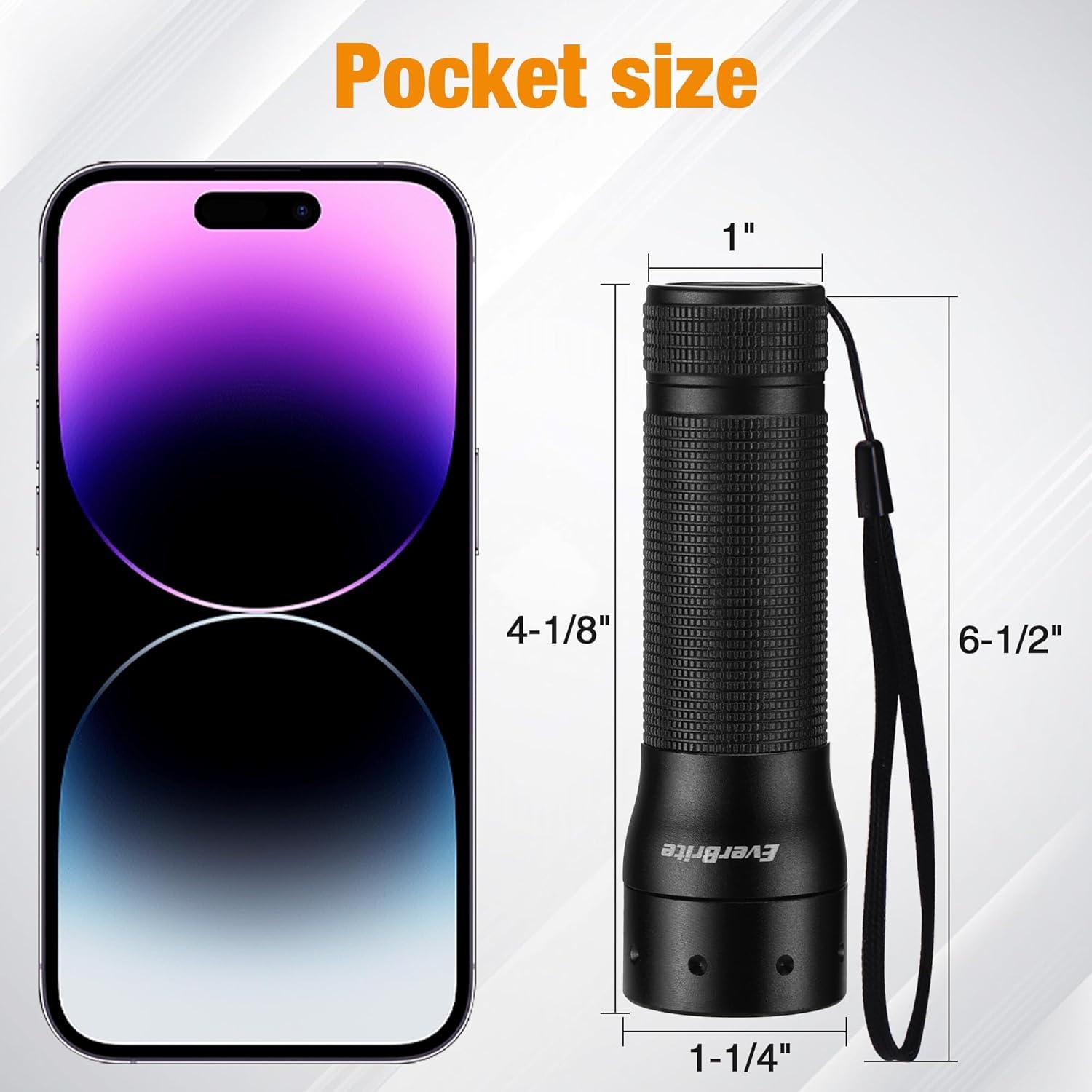 image:imageEverBrite Mini Flashlight Zoomable LED Flash Light 3 Modes 3AAA Batteries Included Handheld Small Flashlight for Camping Emergency Home Black Christmas GiftsBlack