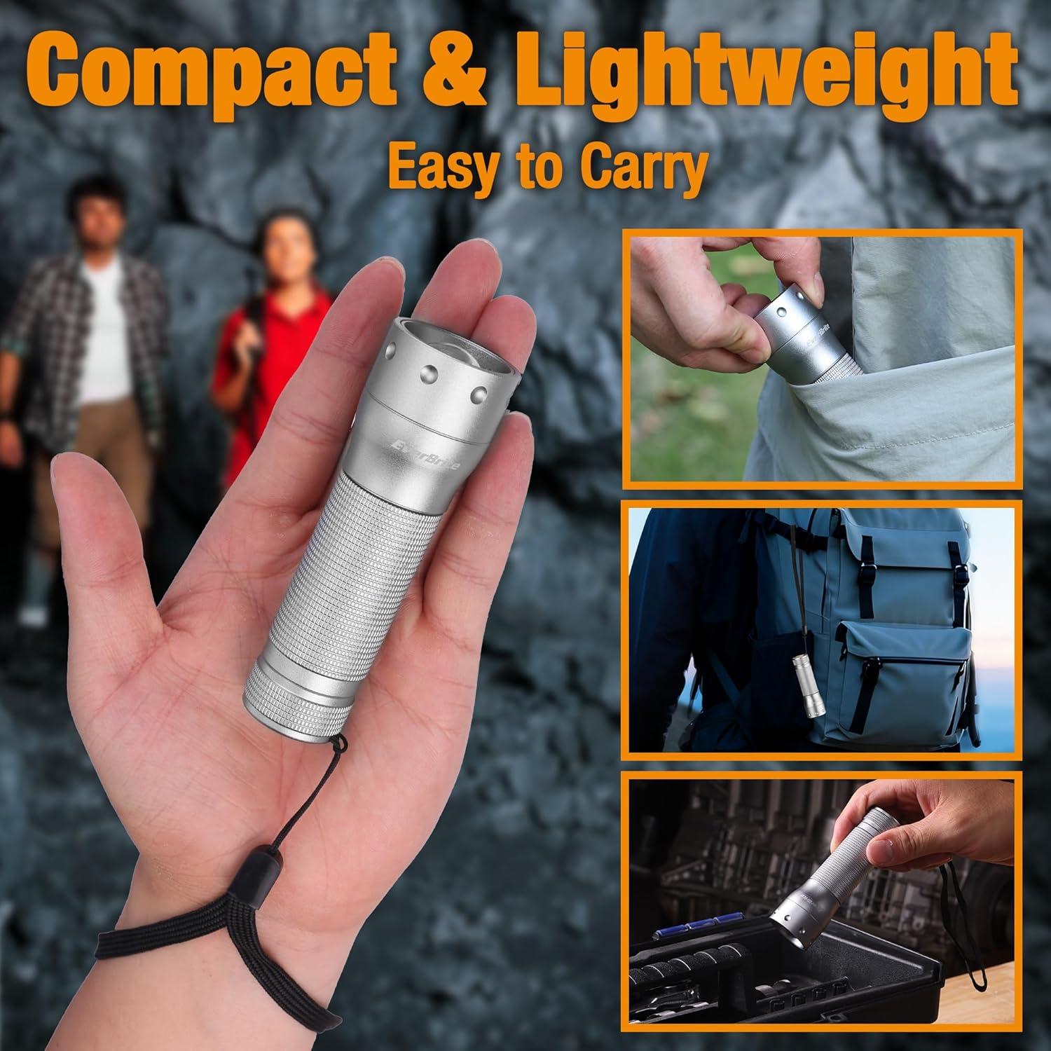 image:imageEverBrite Mini Flashlight Zoomable LED Flash Light 3 Modes 3AAA Batteries Included Handheld Small Flashlight for Camping Emergency Home Black Christmas GiftsGray