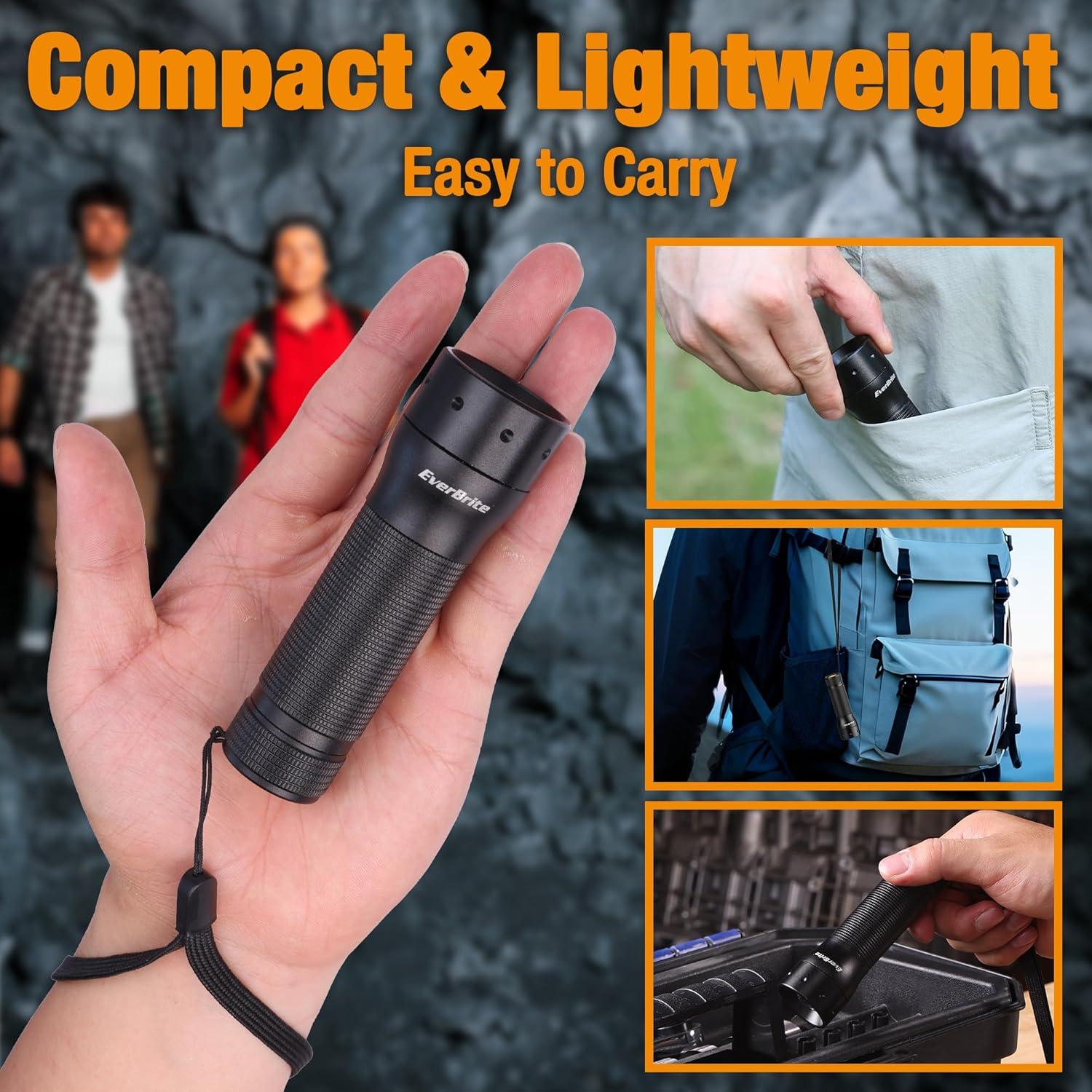 image:imageEverBrite Mini Flashlight Zoomable LED Flash Light 3 Modes 3AAA Batteries Included Handheld Small Flashlight for Camping Emergency Home Black Christmas GiftsBlack