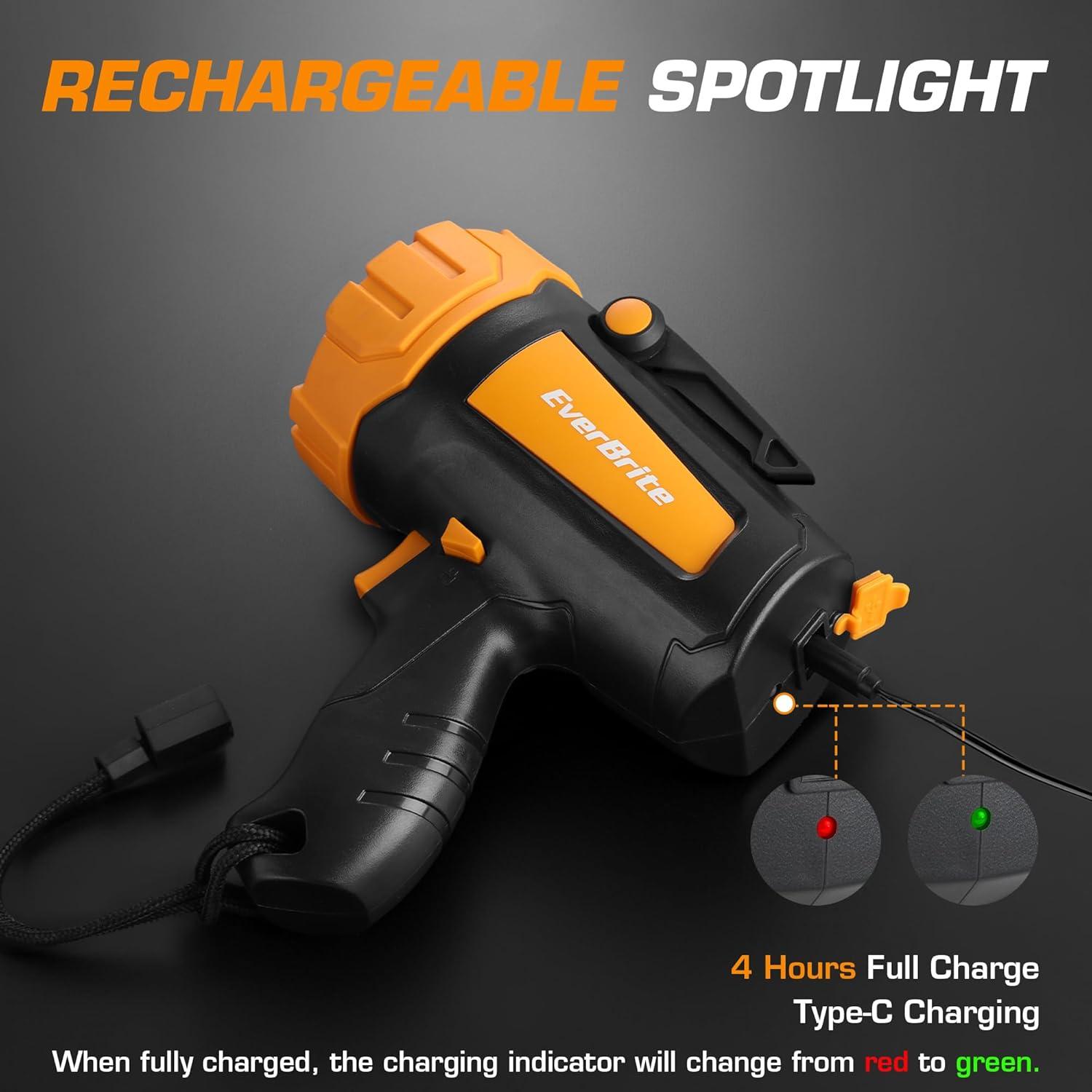 image:imageEverBrite Powerful Rechargeable Spotlight 500lm LED Flashlight with Adjustable Stand Perfect for Outdoor Work EmergencyBlack