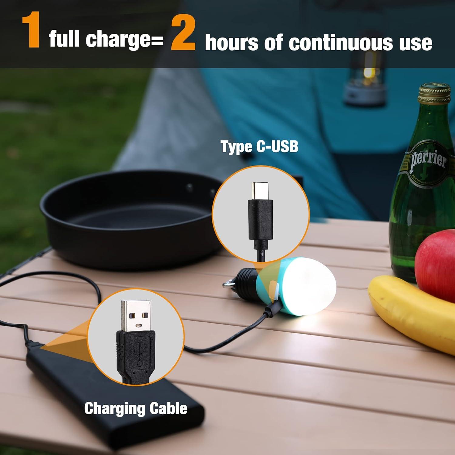 image:imageEverBrite Rechargeable Camping LightPortable Tent Lantern3 Lighting Modes Hanging Tent Light Bulbs with Clip Hook for Hiking Fishing Backpacking Emergency and MoreBlue2 PackBlue2 Pack