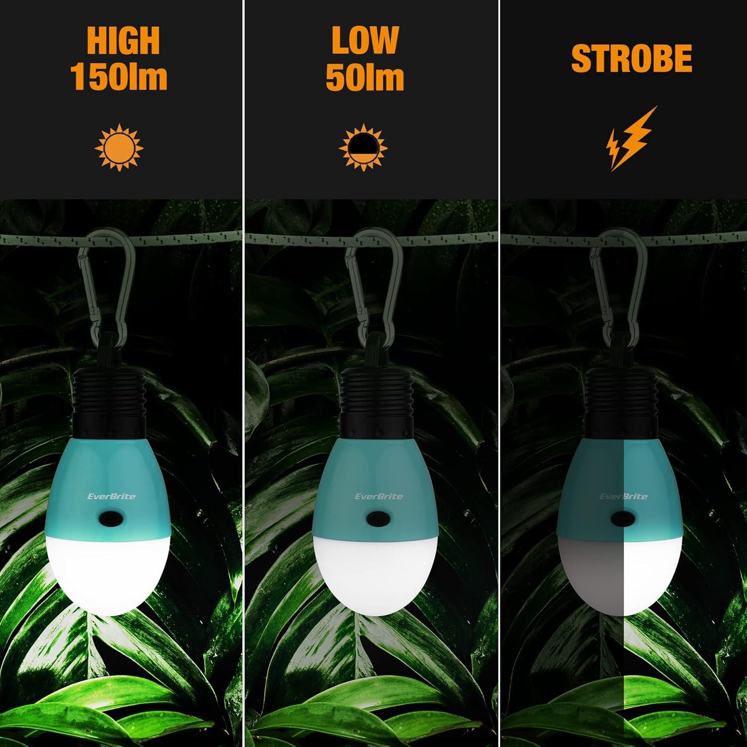 image:imageEverBrite Rechargeable Camping LightPortable Tent Lantern3 Lighting Modes Hanging Tent Light Bulbs with Clip Hook for Hiking Fishing Backpacking Emergency and MoreBlue2 PackBlue2 Pack