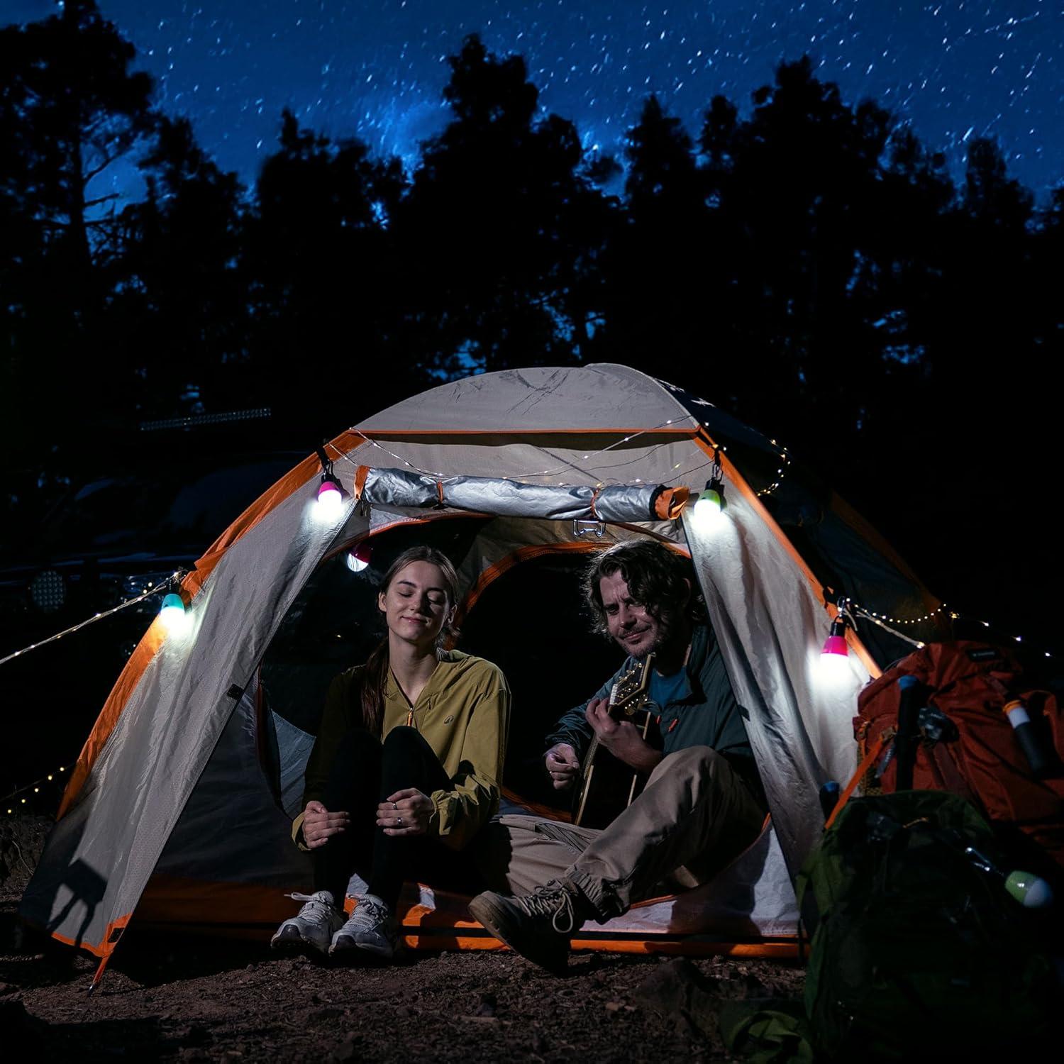 image:imageEverBrite Rechargeable Camping LightPortable Tent Lantern3 Lighting Modes Hanging Tent Light Bulbs with Clip Hook for Hiking Fishing Backpacking Emergency and MoreBlue2 PackMulticolor