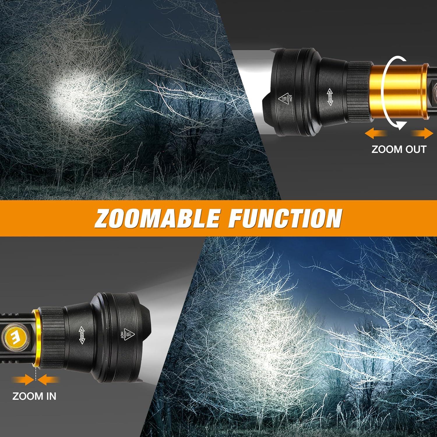 image:imageEverBrite Rechargeable Flashlight 1000 Lumens Zoomable LED Tactical Flashlight with 4 Modes amp Memory Function Including Safety Hammer amp USB C Cable for Camping Hiking Home and Emergencies