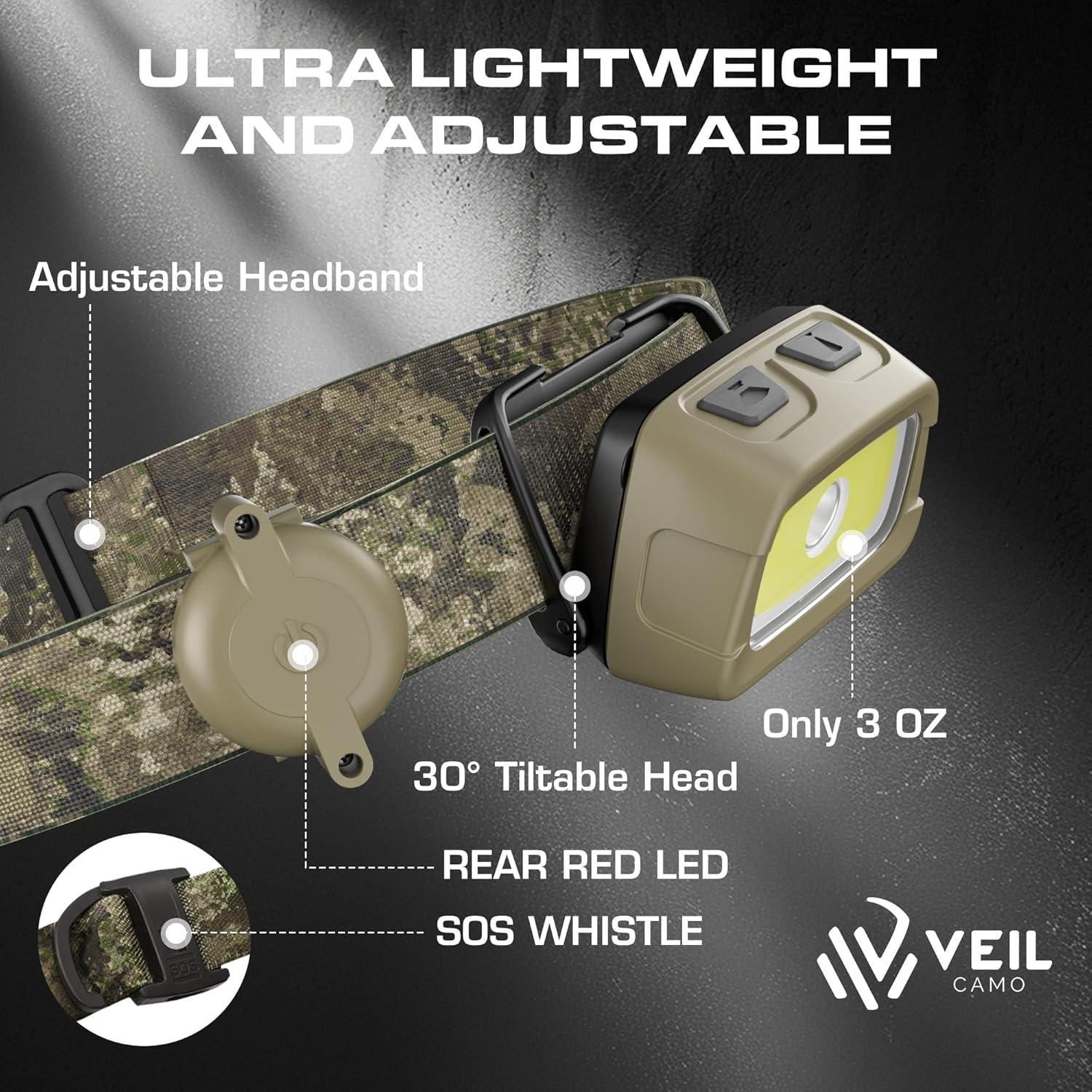 image:imageEverBrite Rechargeable Headlamp 350 Lumens Headlight with RedGreen Light and Tail Light 7 Lighting Modes with Memory Function Perfect for Trail Running Camping and HikingCamo Green
