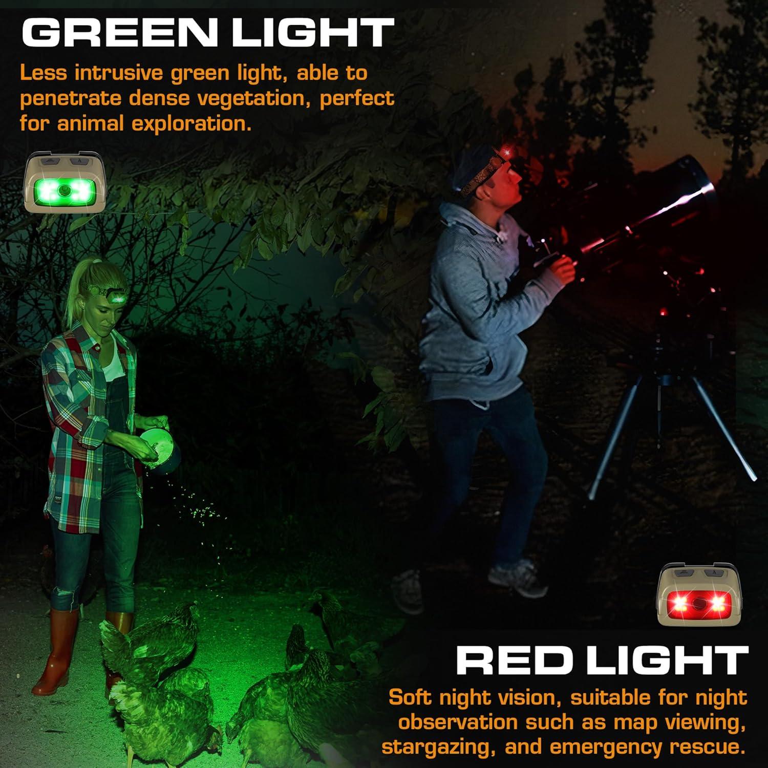 image:imageEverBrite Rechargeable Headlamp 350 Lumens Headlight with RedGreen Light and Tail Light 7 Lighting Modes with Memory Function Perfect for Trail Running Camping and HikingCamo Green