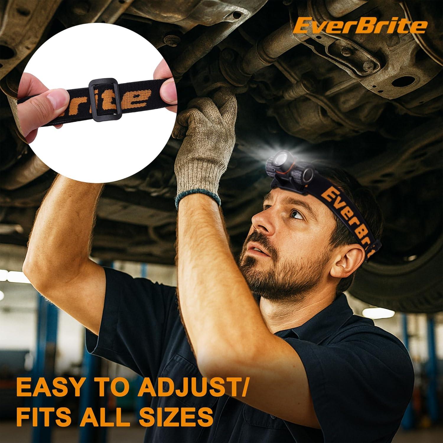 image:imageEverBrite Rechargeable Headlamp 1000 Lumen LED Rechargeable Headlight with 5 Light Modes Magnetic Base and Adjustable HeadstrapPerfect for Camping Hiking Caving FishingCompact Size