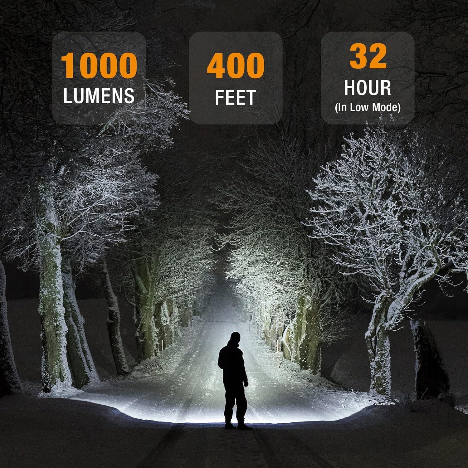 image:imageEverBrite Rechargeable Headlamp 1000 Lumen LED Rechargeable Headlight with 5 Light Modes Magnetic Base and Adjustable HeadstrapPerfect for Camping Hiking Caving FishingHeavy Duty Size