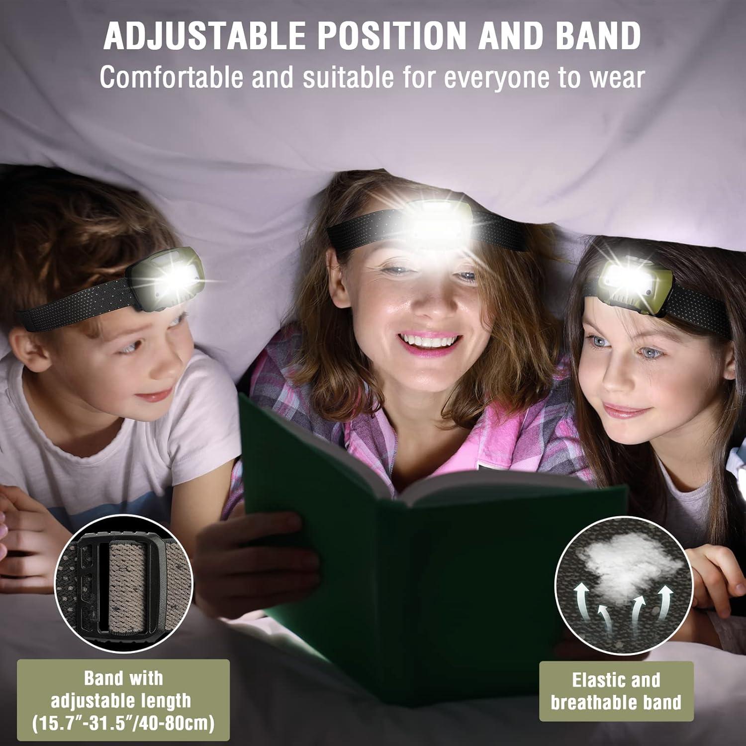 image:imageEverBrite Rechargeable Headlamp LED Bright Motion Sensor Head Lamp Flashlight with 6 Modes Adjustable Headlight for Adults with White Red Light Water Resistant Black for Hiking Running CampingGreen