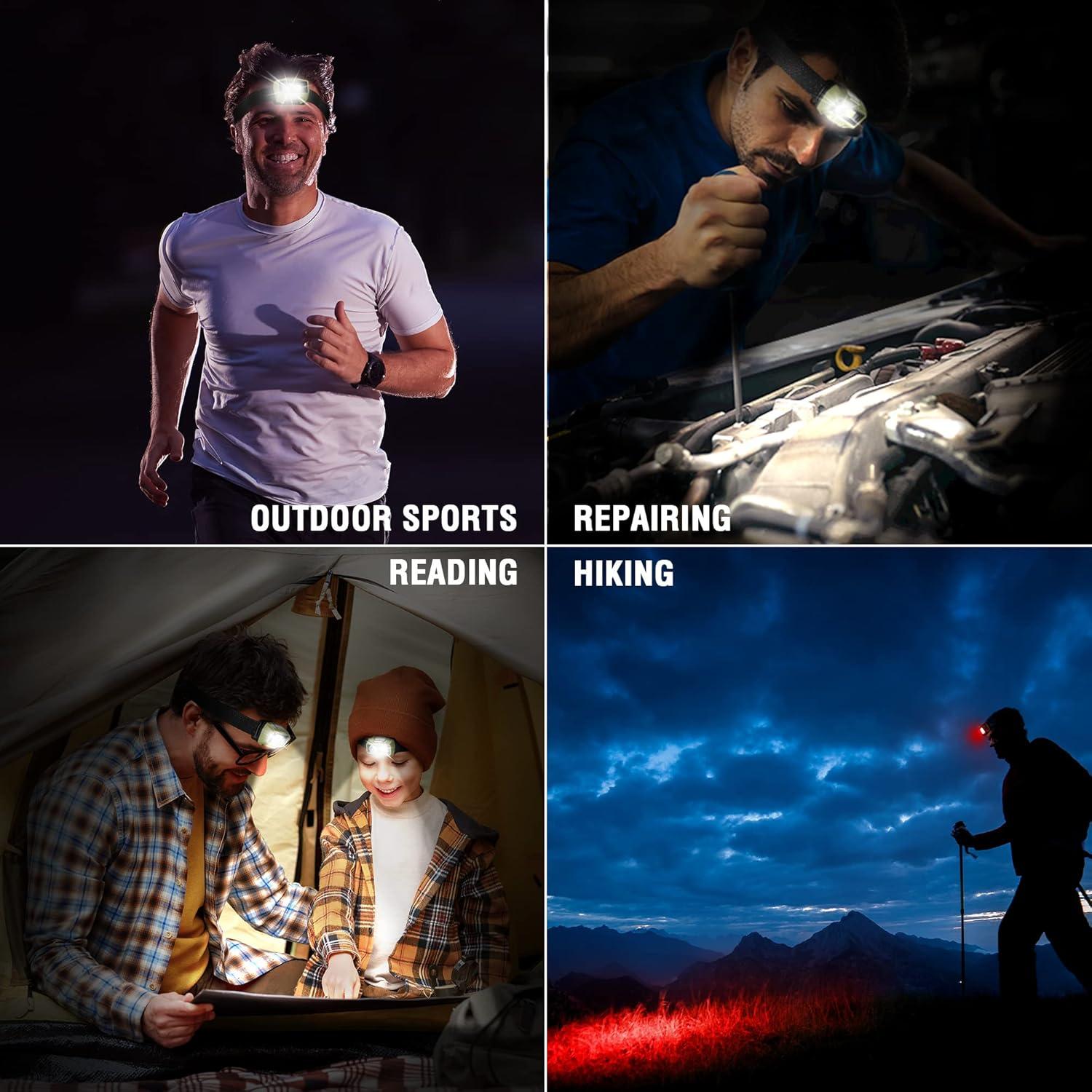 image:imageEverBrite Rechargeable Headlamp LED Bright Motion Sensor Head Lamp Flashlight with 9 Modes Adjustable Headlight for Adults with White Red Light Water Resistant Khaki for Hiking Running CampingGreen
