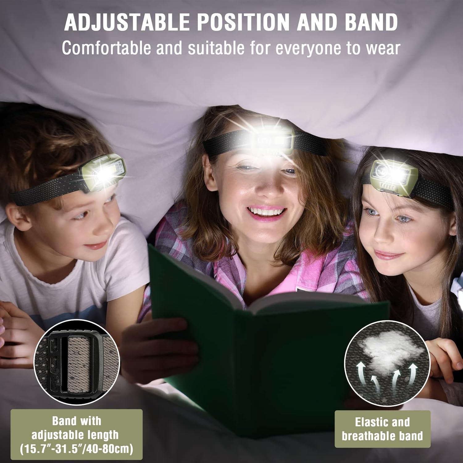 image:imageEverBrite Rechargeable Headlamp LED Bright Motion Sensor Head Lamp Flashlight with 9 Modes Adjustable Headlight for Adults with White Red Light Water Resistant Khaki for Hiking Running CampingGreen