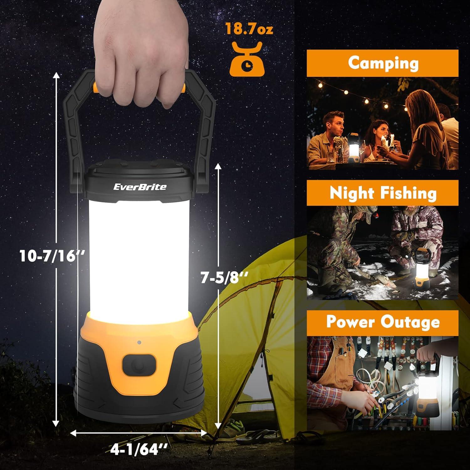 image:imageEverBrite Rechargeable LED Camping Lantern with Power Bank Function 1000 Lumens Camping Lights 5 Lighting Modes Ideal for Power Outages Emergencies Hurricane Home and More