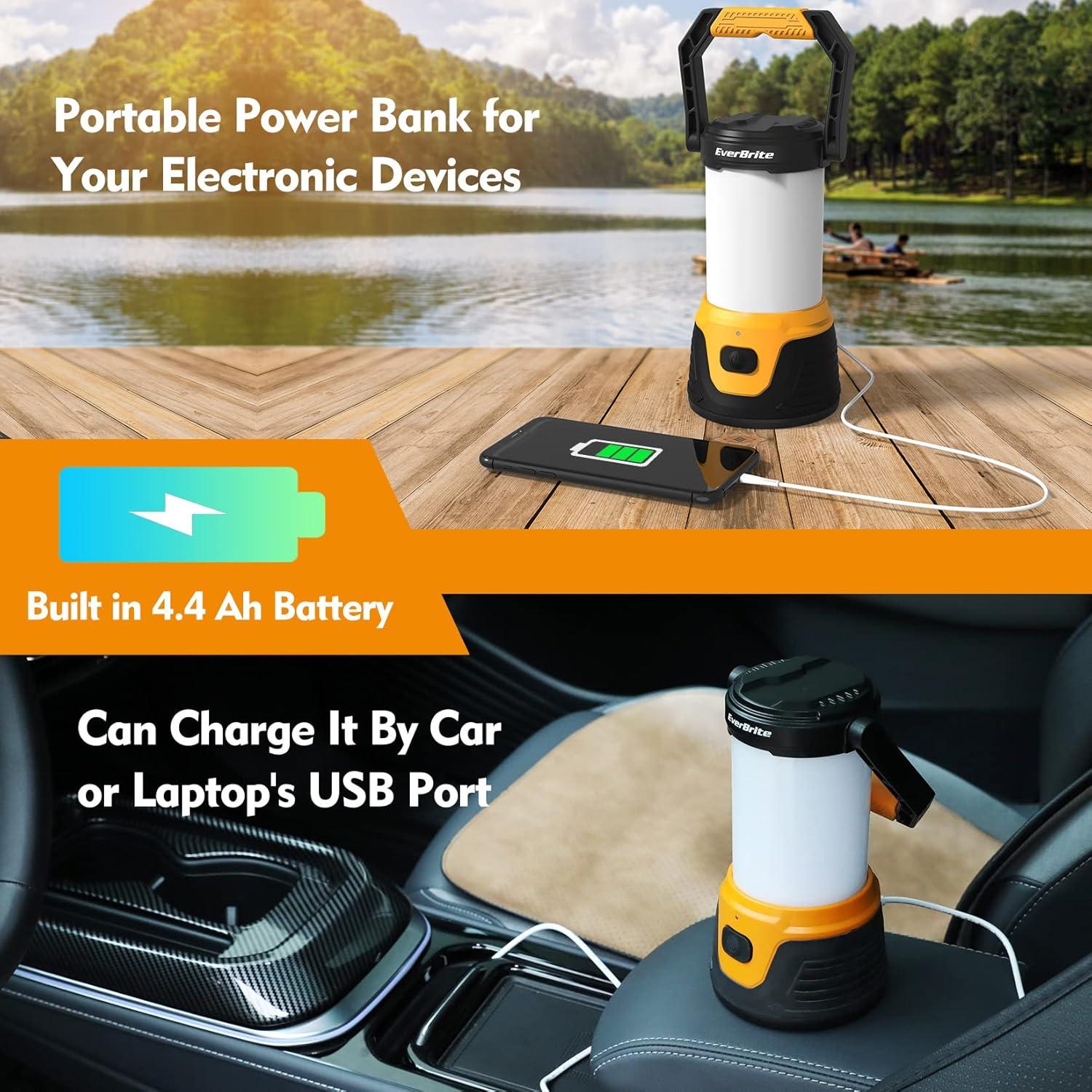 image:imageEverBrite Rechargeable LED Camping Lantern with Power Bank Function 1000 Lumens Camping Lights 5 Lighting Modes Ideal for Power Outages Emergencies Hurricane Home and More