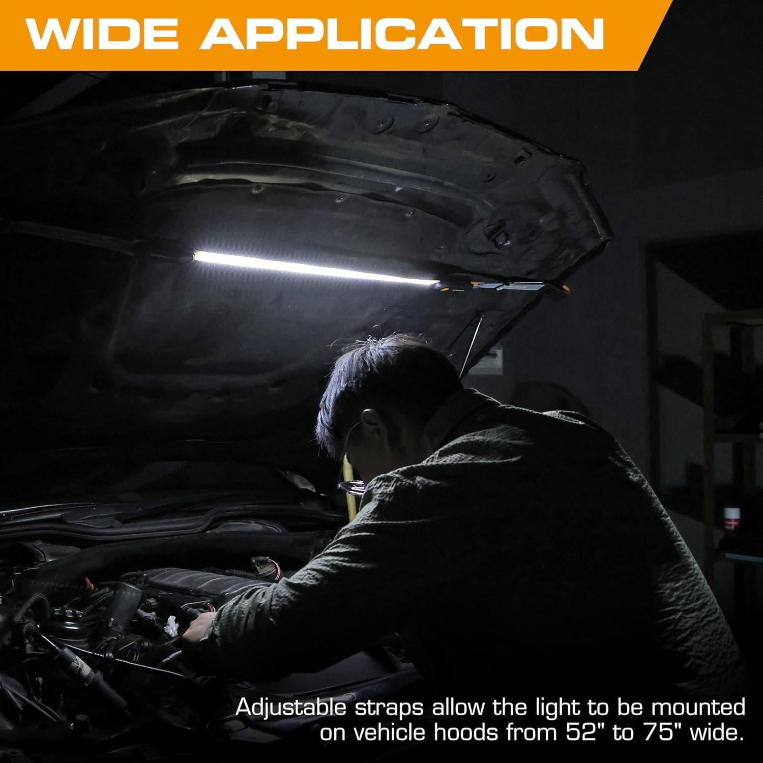 image:imageEverBrite Rechargeable Underhood Work Light Magnetic Under Hood LED Work Light Bar for Mechanic 3 Power Modes with Adjustable Straps and Hooks Ideal Gifts for Mechanics Men Automotive Garage
