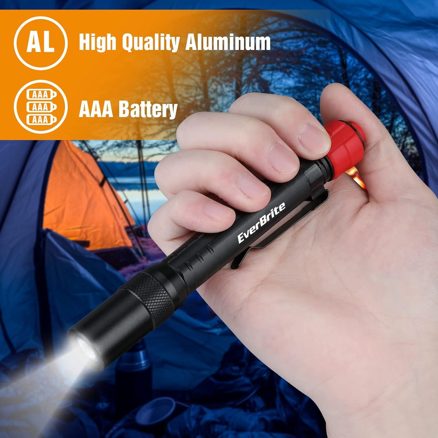 image:imageEverBrite Red Light Penlight Flashlight with 395nm UV BlacklightWhite Light MultiFunction LED Pocket Pen Light AAA Batteries Included for Night Vision Pet Stain Detection Camping 2pack1