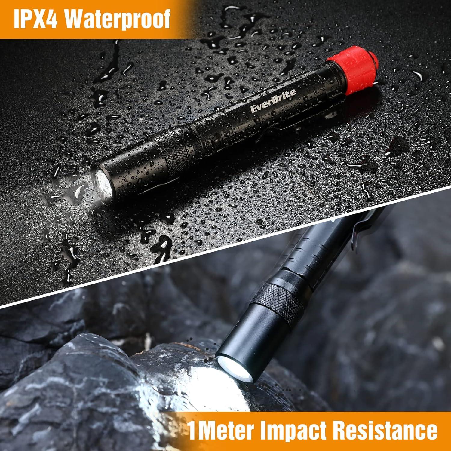 image:imageEverBrite Red Light Penlight Flashlight with 395nm UV BlacklightWhite Light MultiFunction LED Pocket Pen Light AAA Batteries Included for Night Vision Pet Stain Detection Camping 2pack2