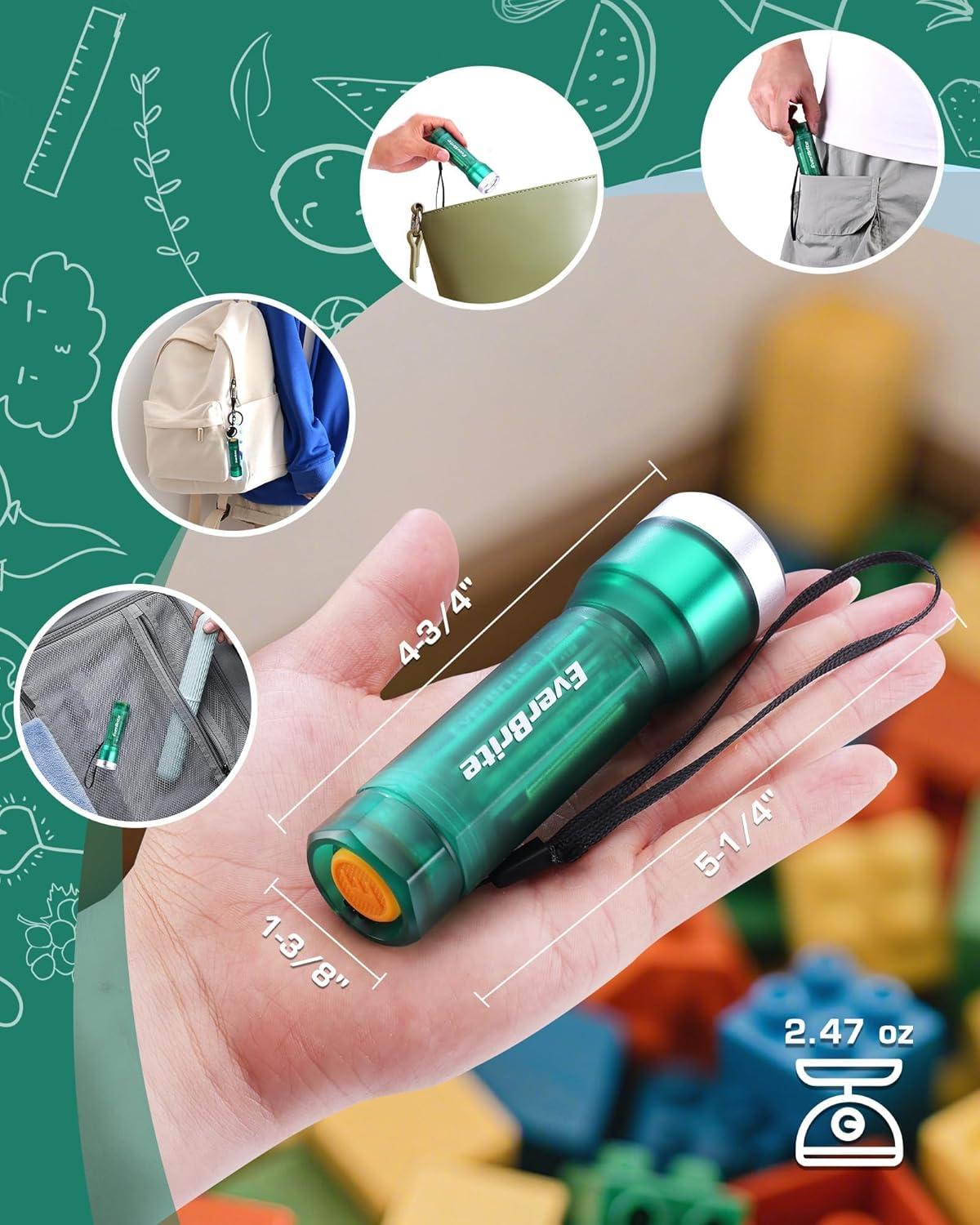 image:imageEverBrite Small Flashlight Compact LED Flash Light with 3 Modes 3 AAA Batteries Included WaterResistant Mini Flashlight for HomeEmergencies and Camping Pink 1 PackGreen