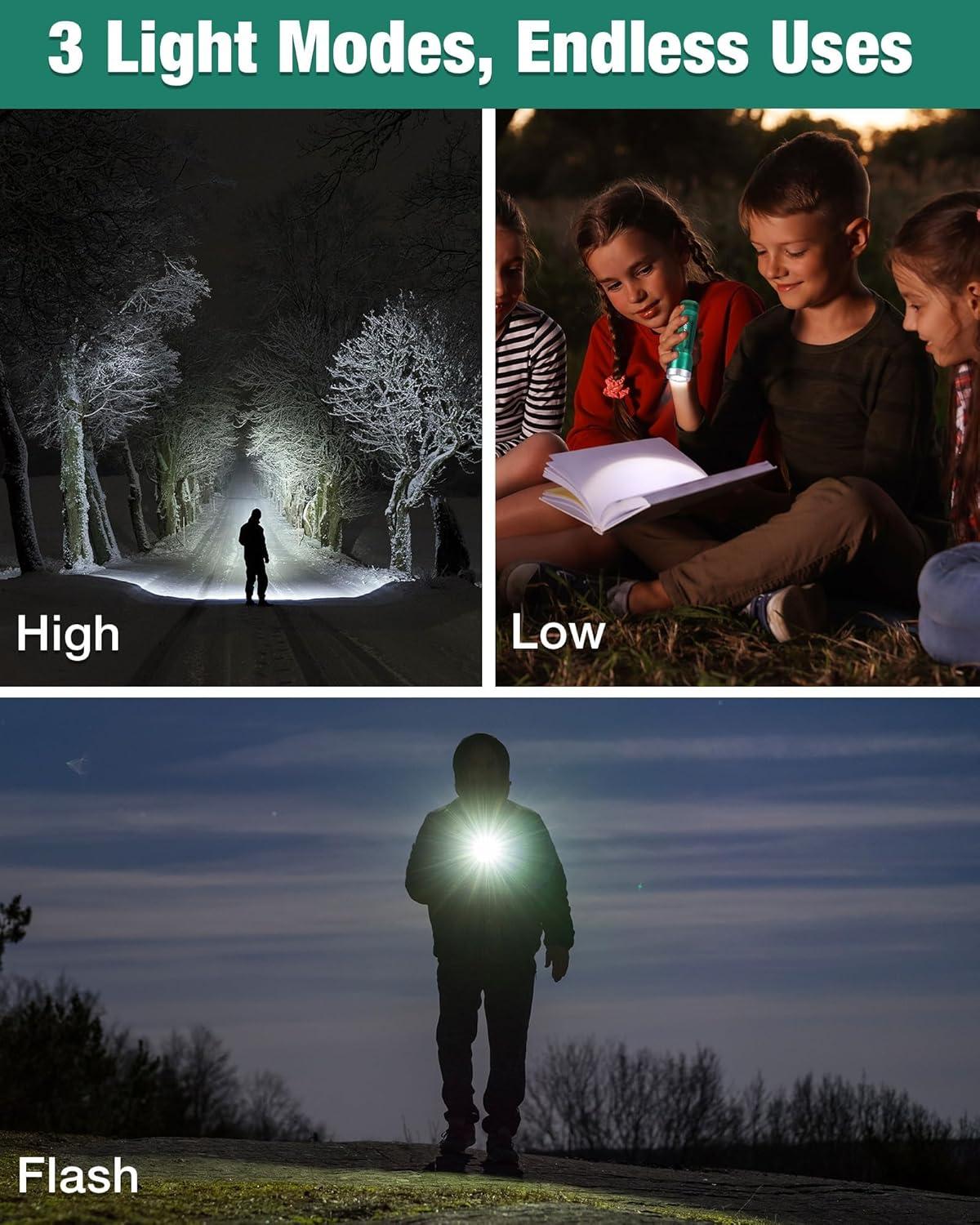 image:imageEverBrite Small Flashlight Compact LED Flash Light with 3 Modes 3 AAA Batteries Included WaterResistant Mini Flashlight for HomeEmergencies and Camping Pink 1 PackGreen