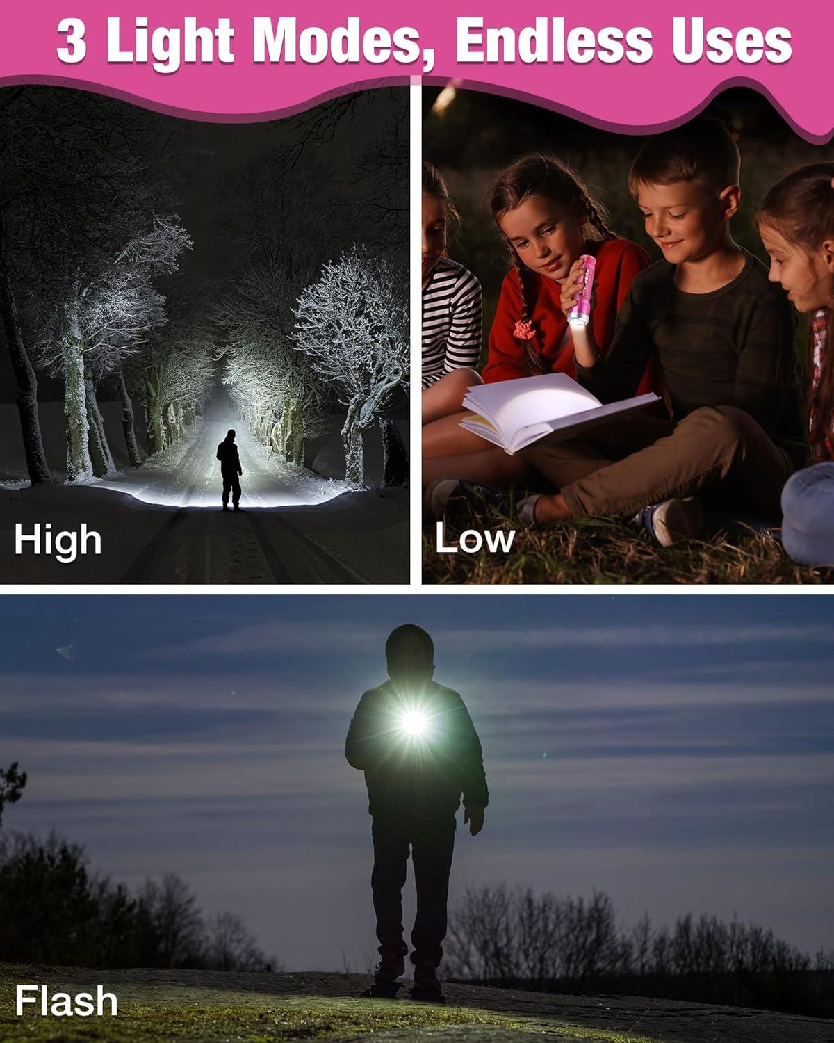 image:imageEverBrite Small Flashlight Compact LED Flash Light with 3 Modes 3 AAA Batteries Included WaterResistant Mini Flashlight for HomeEmergencies and Camping Pink 1 PackPink Blue Gray