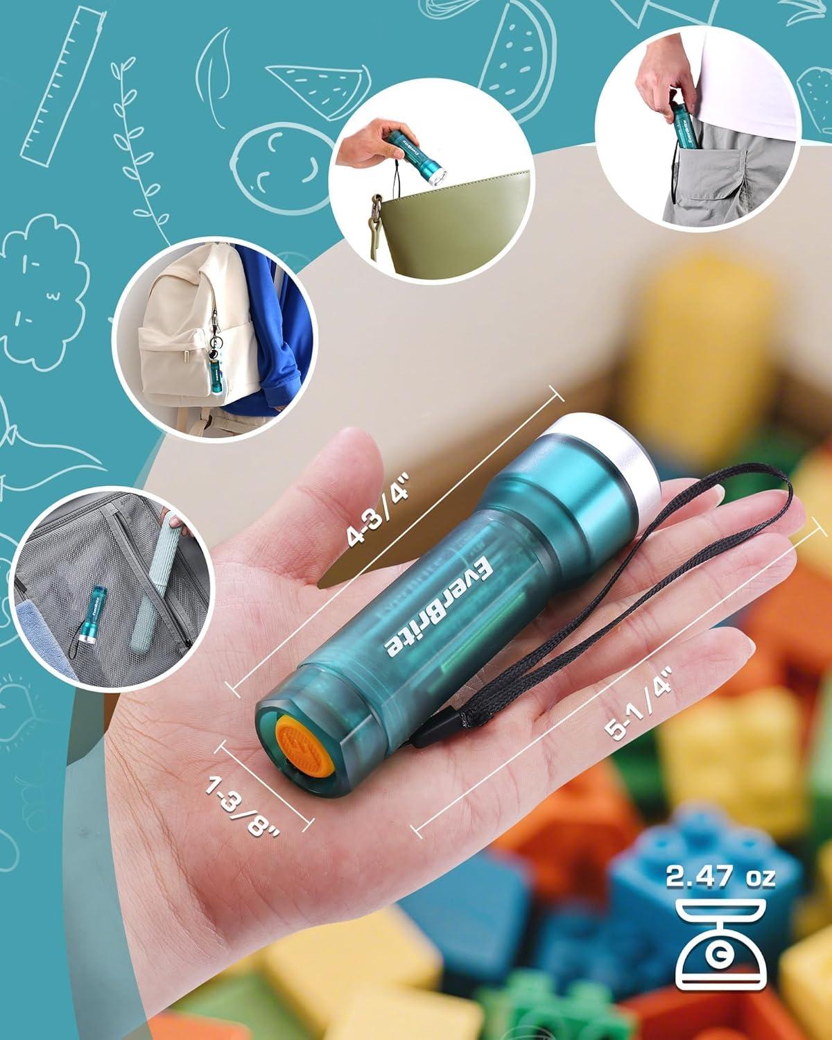 image:imageEverBrite Small Flashlight Compact LED Flash Light with 3 Modes 3 AAA Batteries Included WaterResistant Mini Flashlight for HomeEmergencies and Camping Pink 1 PackBlue