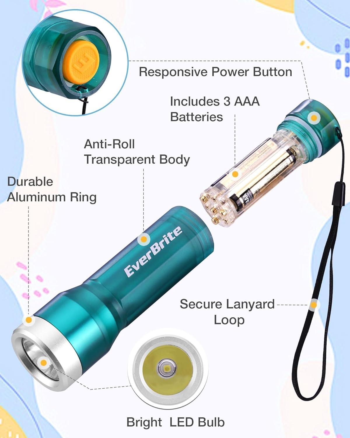 image:imageEverBrite Small Flashlight Compact LED Flash Light with 3 Modes 3 AAA Batteries Included WaterResistant Mini Flashlight for HomeEmergencies and Camping Pink 1 PackBlue
