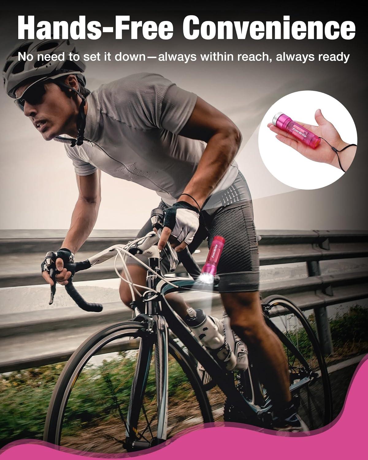 image:imageEverBrite Small Flashlight Compact LED Flash Light with 3 Modes 3 AAA Batteries Included WaterResistant Mini Flashlight for HomeEmergencies and Camping Pink 1 PackPink