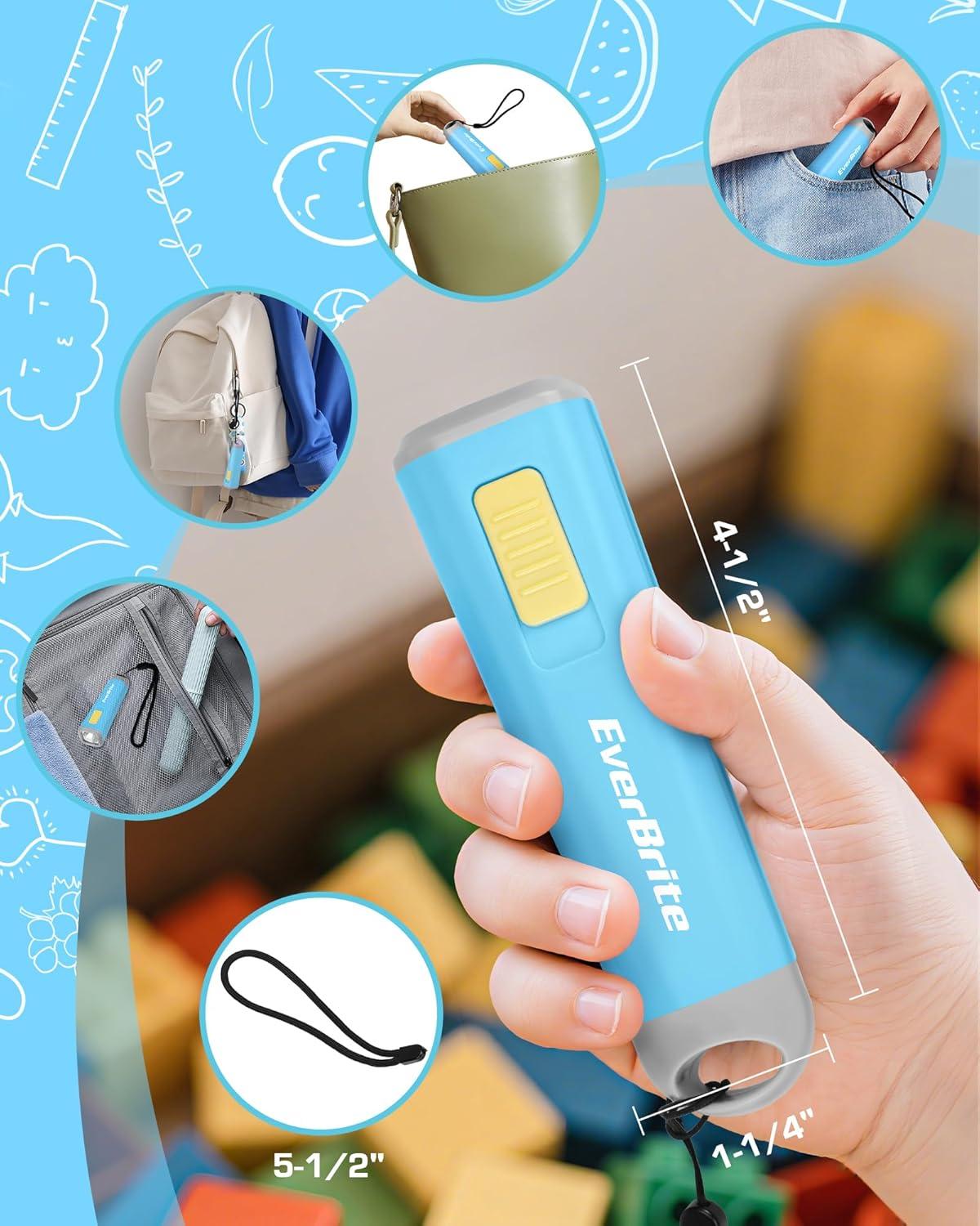 image:imageEverBrite Small Flashlight Mini LED Flashlight Plastic Torch Use for Emergencies Camping Outdoor with Lanyard 3AAA Battery Included BlueBlue
