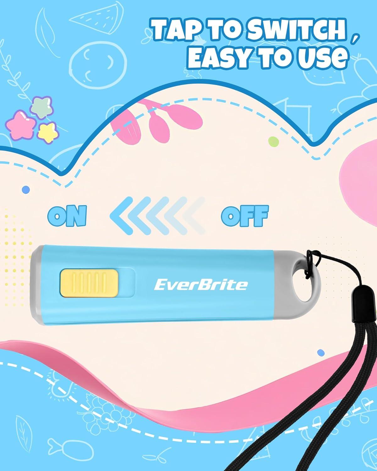 image:imageEverBrite Small Flashlight Mini LED Flashlight Plastic Torch Use for Emergencies Camping Outdoor with Lanyard 3AAA Battery Included BlueBlue