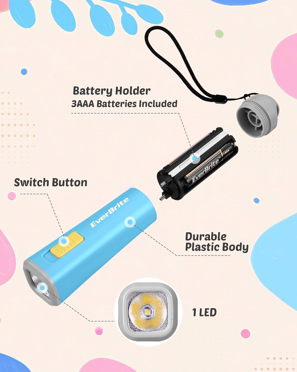 image:imageEverBrite Small Flashlight Mini LED Flashlight Plastic Torch Use for Emergencies Camping Outdoor with Lanyard 3AAA Battery Included BlueBlue