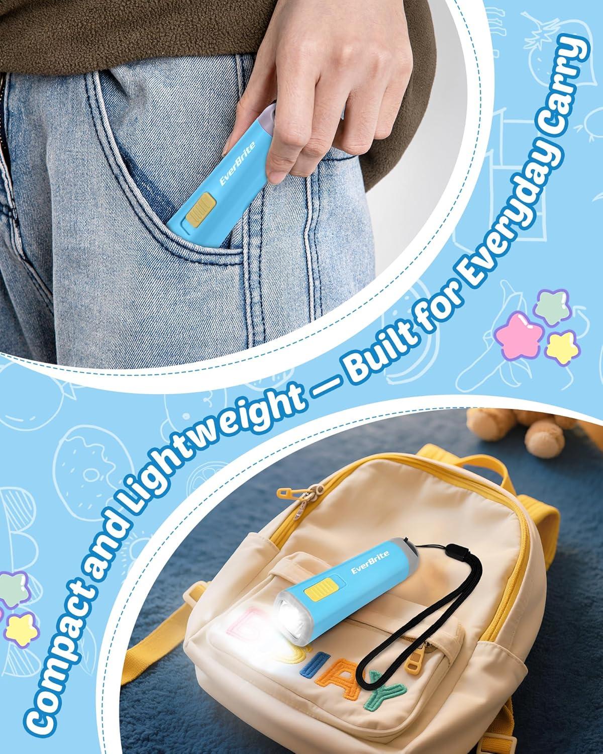 image:imageEverBrite Small Flashlight Mini LED Flashlight Plastic Torch Use for Emergencies Camping Outdoor with Lanyard 3AAA Battery Included BlueBlue