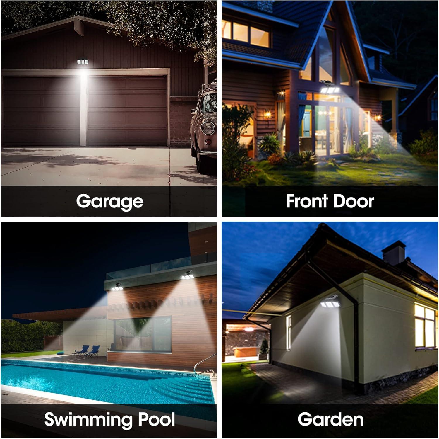 image:imageEverBrite Solar Outdoor Lights 128 LED 7000K Solar Motion Sensor Lights 3 Heads Security LED Flood Light 270 Wide Lighting IP65 Waterproof Wall Light for Yard Patio Garden Pathway Porch