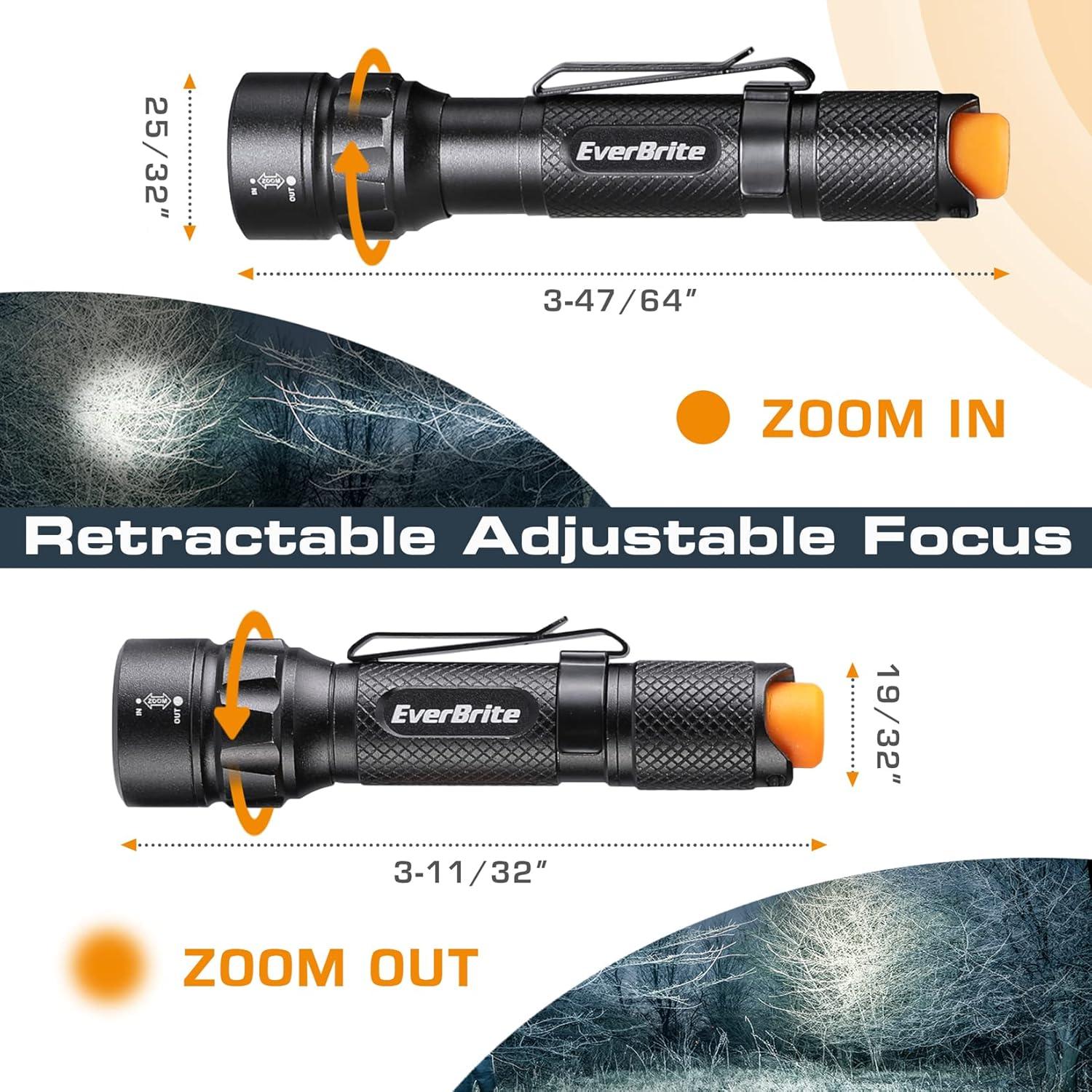 image:imageEverBrite Super Small Mini LED Flashlight 3 Lighting Modes Zoomable Adjustable Focus for Camping Hiking Fishing Running Power Outages amp Emergencies 1 AAA Battery Included