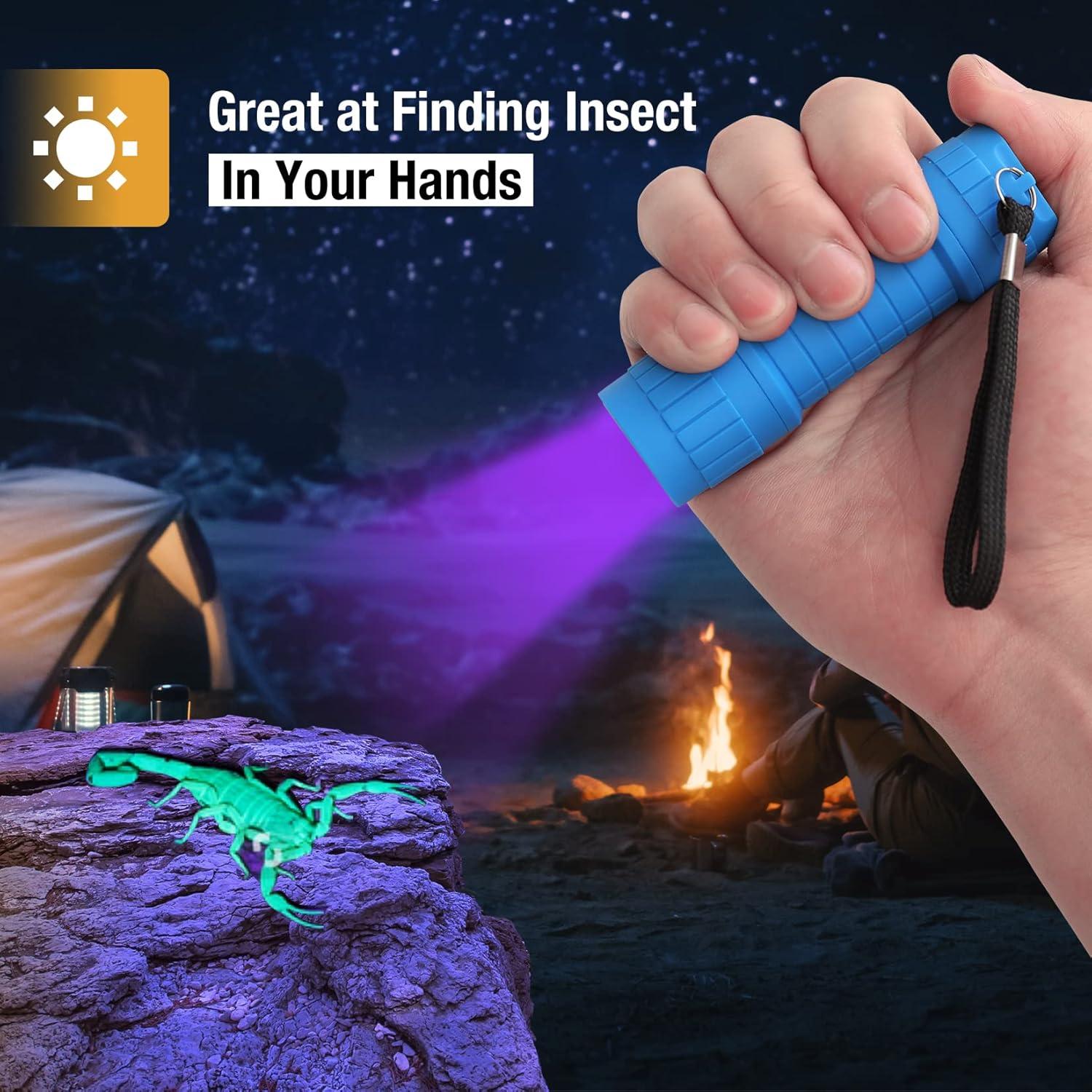image:imageEverBrite UV Blacklight Flashlights 3Pack Set 9 LEDs 395nm Mini Black Light for Neon Glow Art Class Teaching Scorpions Pets Stains Urine 9 AAA Batteries IncludedE000082 UV Light 6Pack