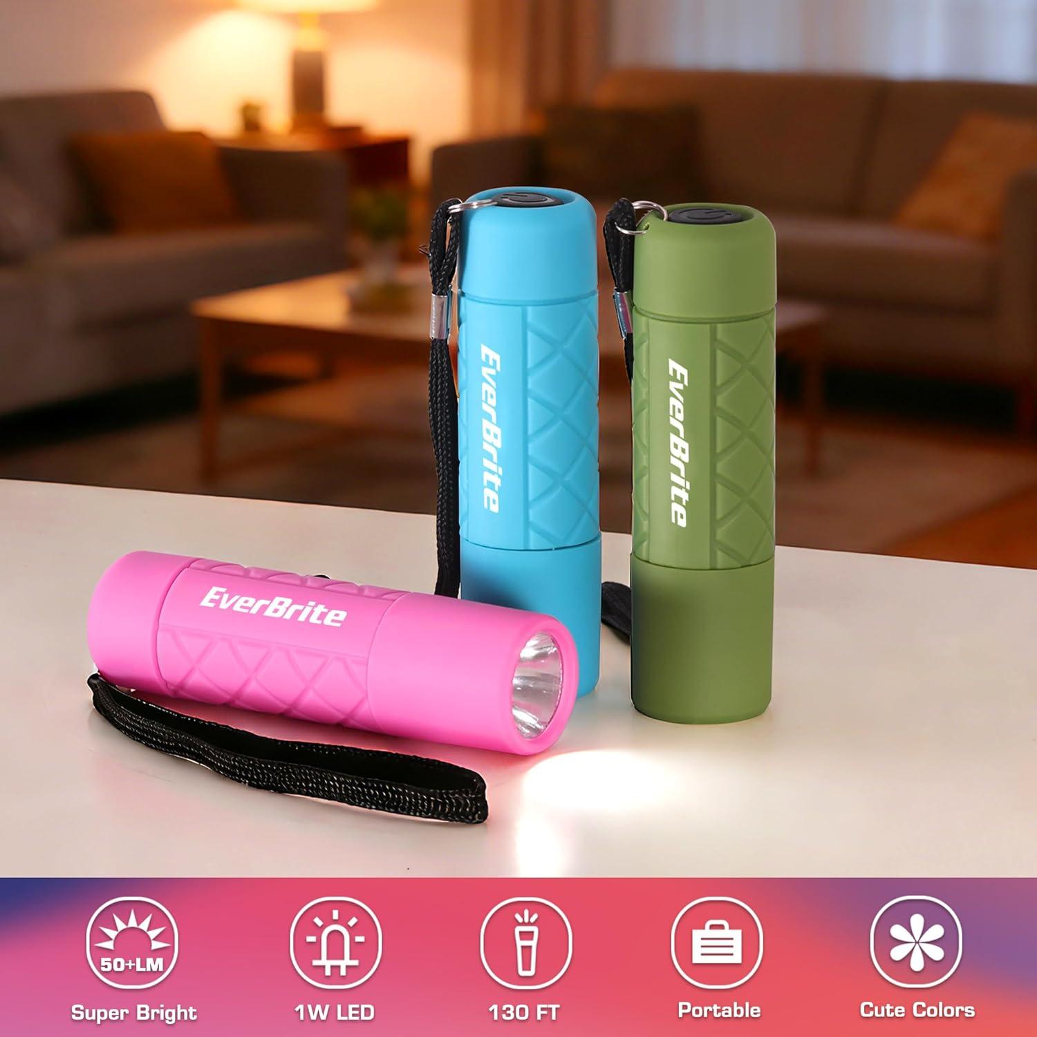 image:imageEverBrite UV Blacklight Flashlights 3Pack Set 9 LEDs 395nm Mini Black Light for Neon Glow Art Class Teaching Scorpions Pets Stains Urine 9 AAA Batteries IncludedE007123 Mix Color 3Pack