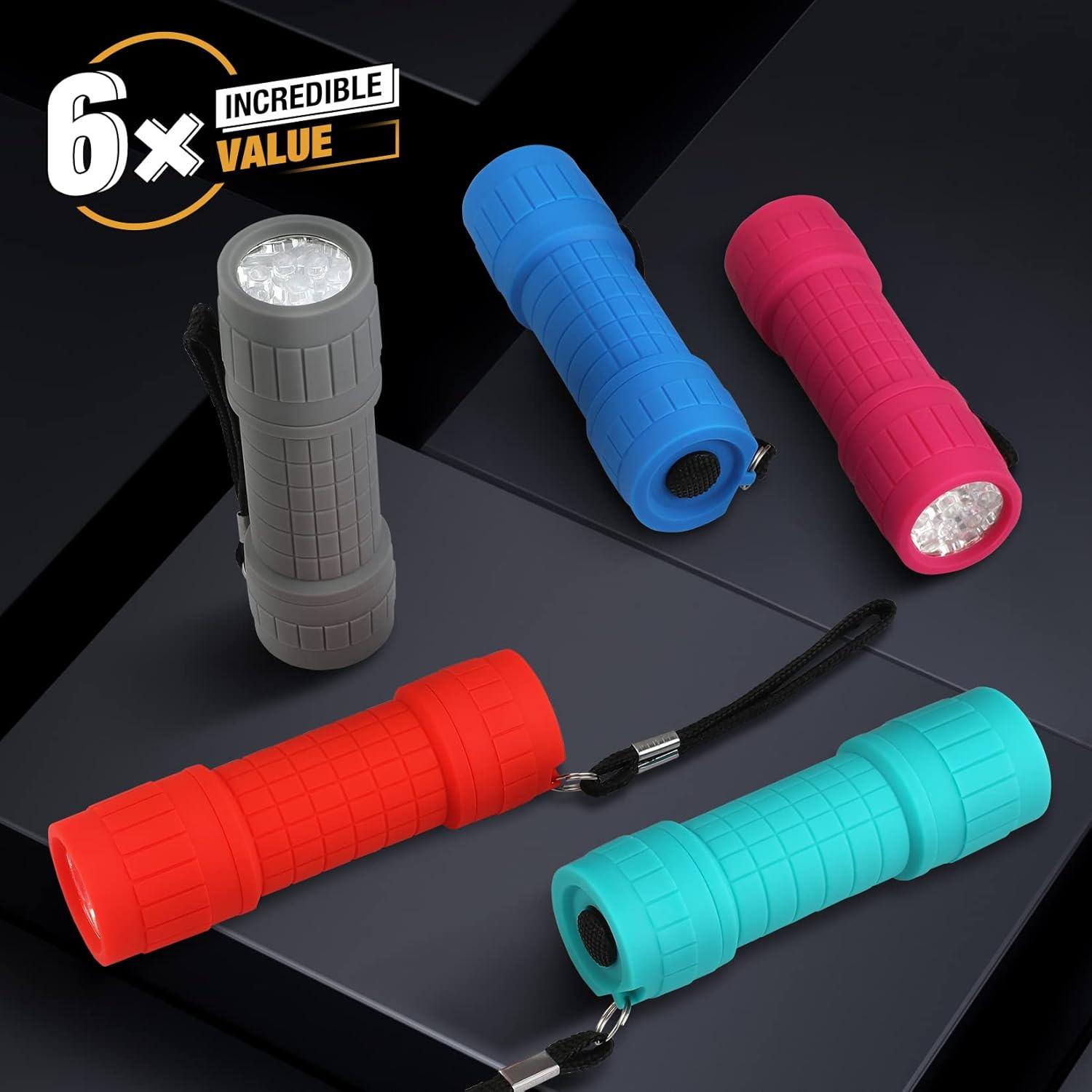 image:imageEverBrite UV Blacklight Flashlights 3Pack Set 9 LEDs 395nm Mini Black Light for Neon Glow Art Class Teaching Scorpions Pets Stains Urine 9 AAA Batteries IncludedE000082 UV Light 6Pack