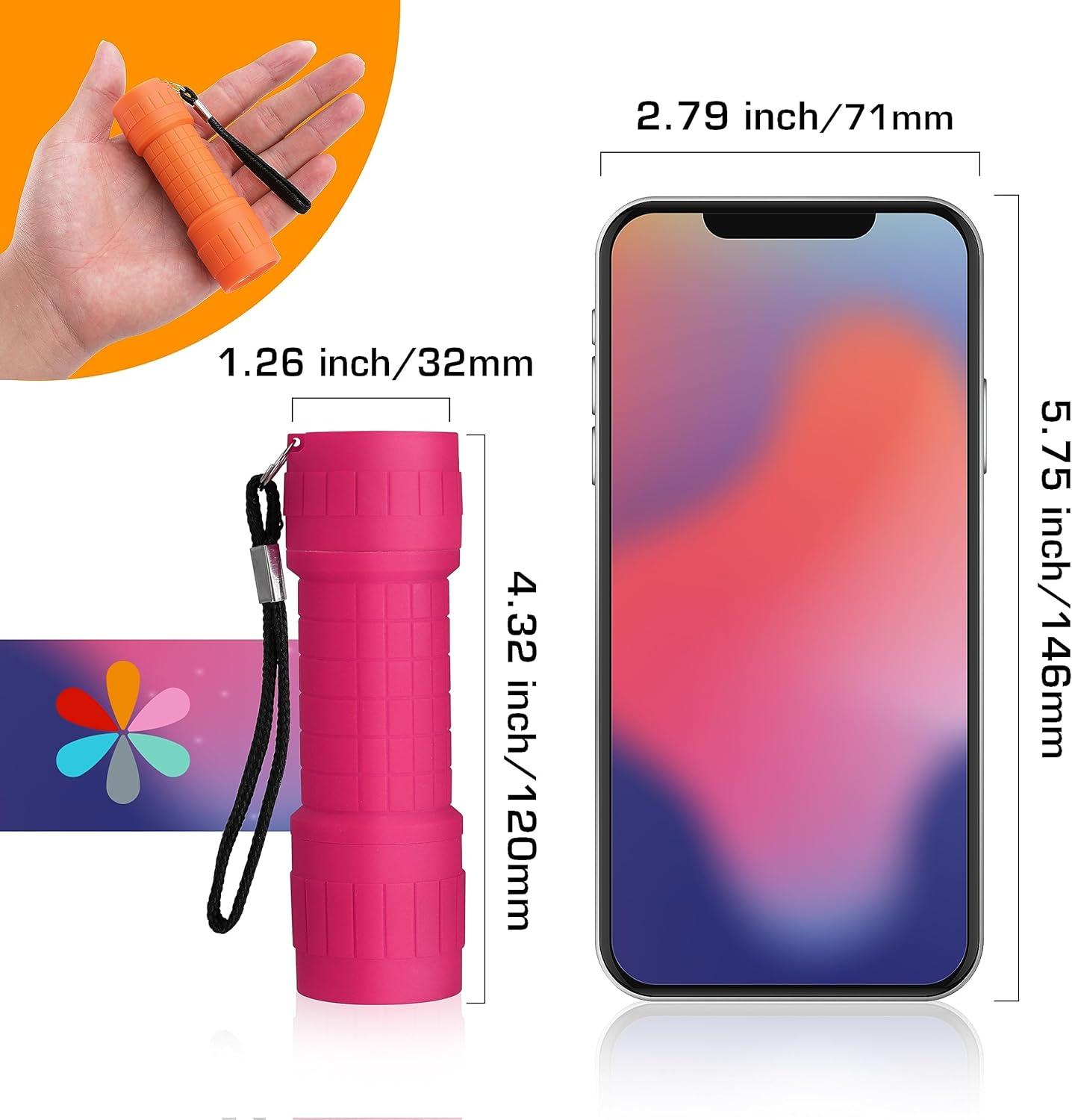 image:imageEverBrite UV Blacklight Flashlights 3Pack Set 9 LEDs 395nm Mini Black Light for Neon Glow Art Class Teaching Scorpions Pets Stains Urine 9 AAA Batteries IncludedE000056 Mix Color 6Pack