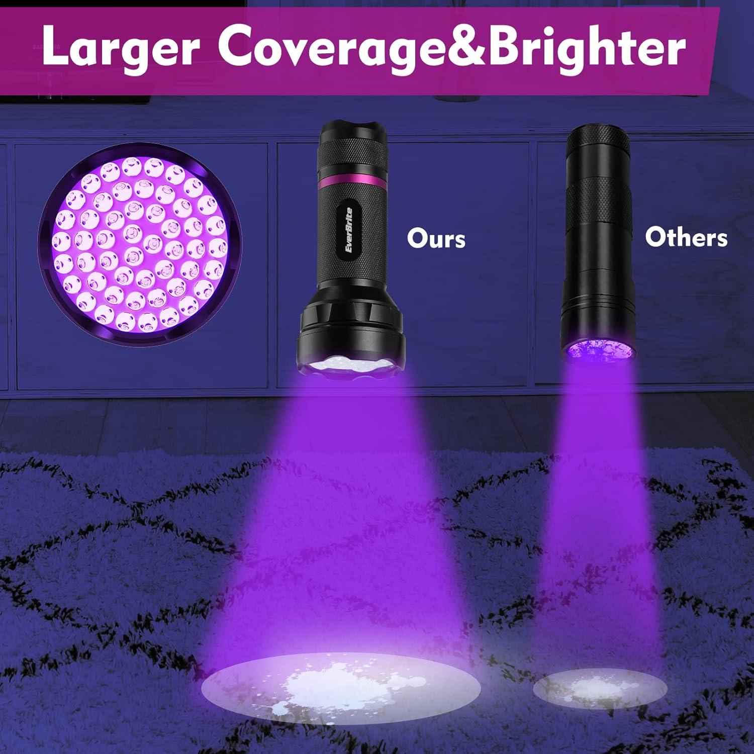 image:imageEverBrite UV Flashlight 51 LED Blacklight Flashlights 395nm Black Light Flashlight for Pet Urine Detection Scorpions Dry Stains Bed Bug Batteries Included