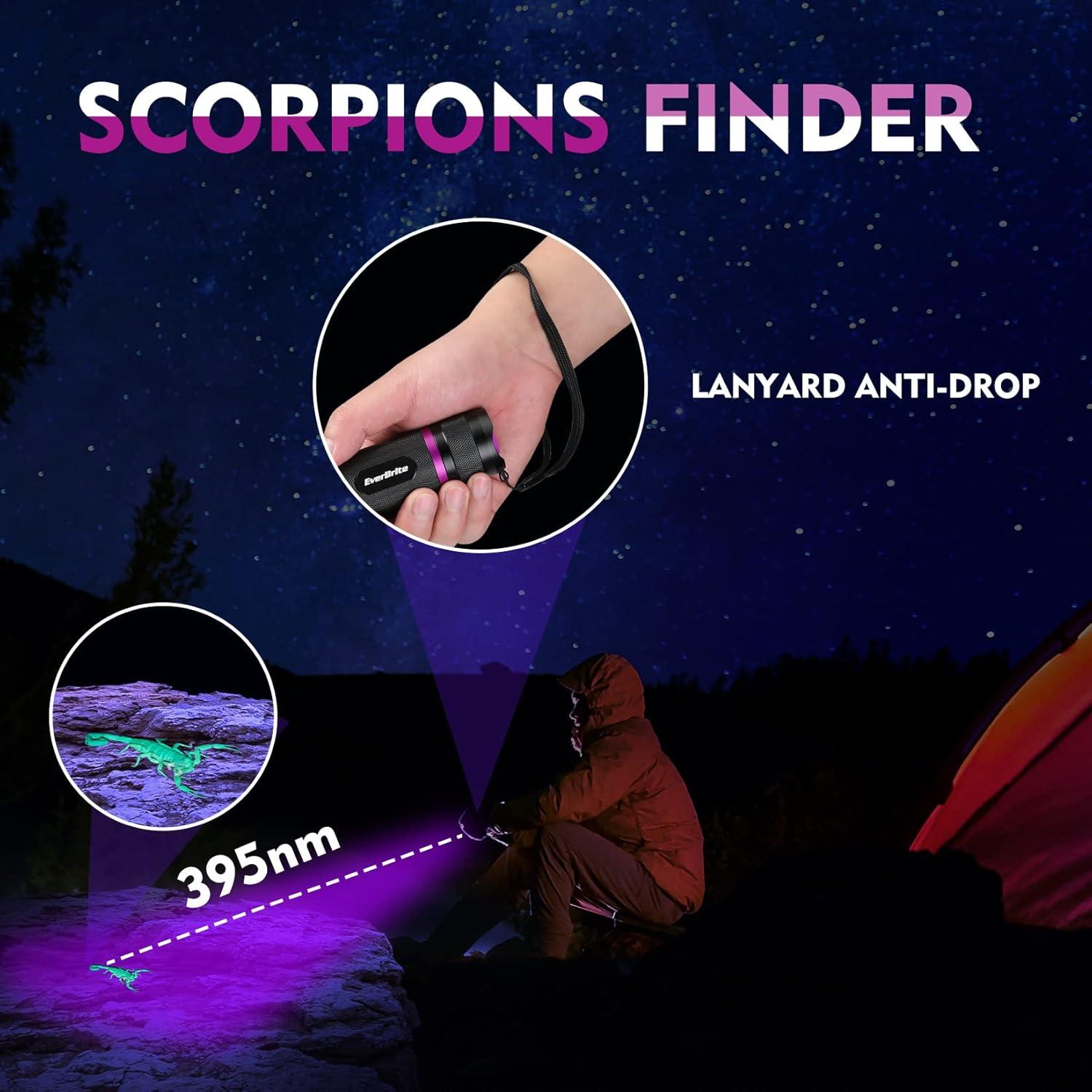 image:imageEverBrite UV Flashlight 51 LED Blacklight Flashlights 395nm Black Light Flashlight for Pet Urine Detection Scorpions Dry Stains Bed Bug Batteries Included