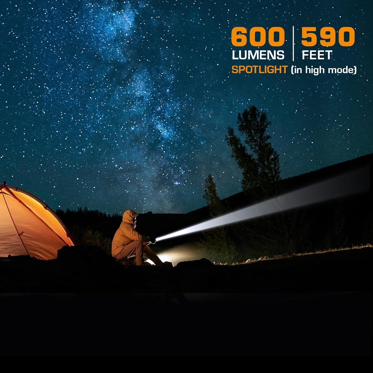 image:imageEverBrite Ultra Bright Tactical Flashlight 600 Lumen Zoomable Adjustable Focus 4 Light Modes HeavyDuty Aluminum Flashlight for Hurricane Supplies Camping 3C Alkaline Batteries Included