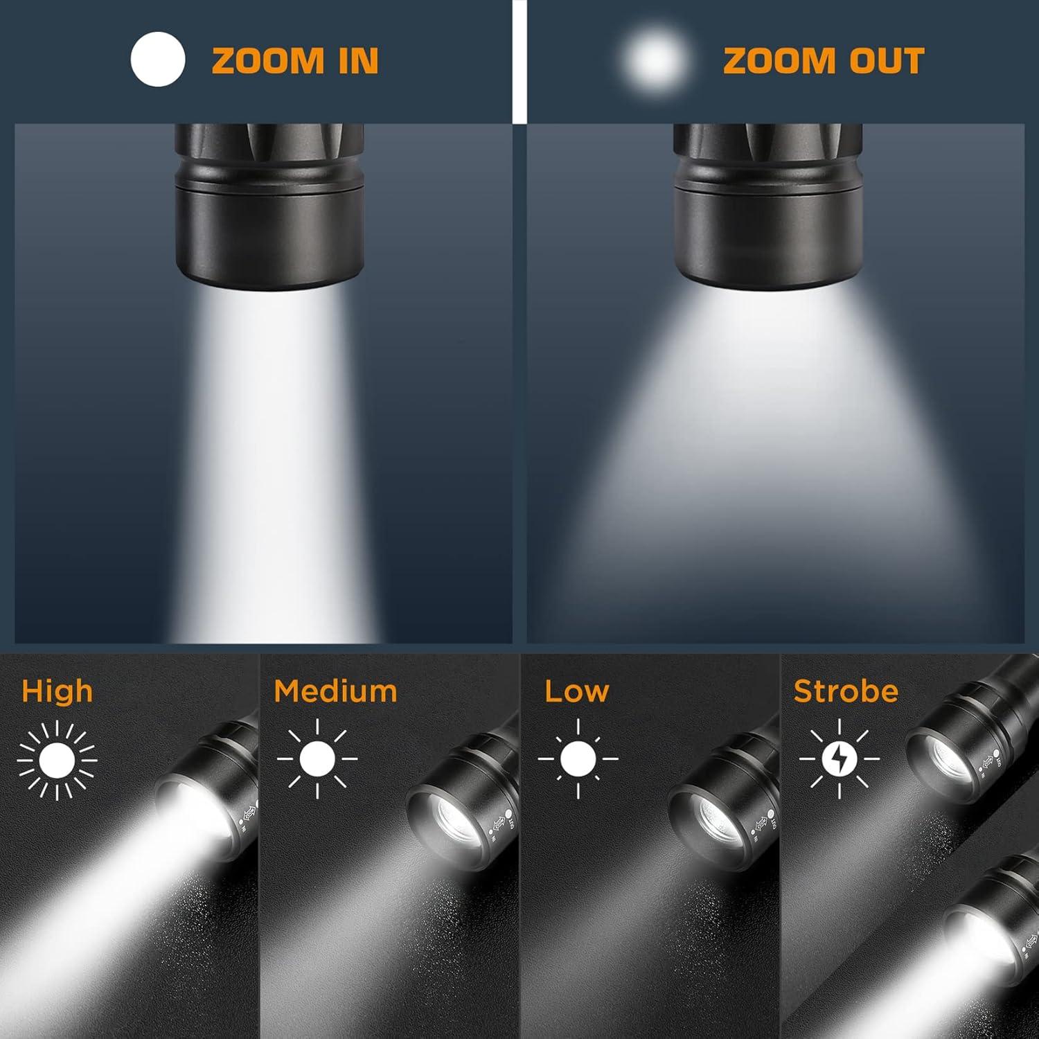 image:imageEverBrite Ultra Bright Tactical Flashlight 600 Lumen Zoomable Adjustable Focus 4 Light Modes HeavyDuty Aluminum Flashlight for Hurricane Supplies Camping 3C Alkaline Batteries Included